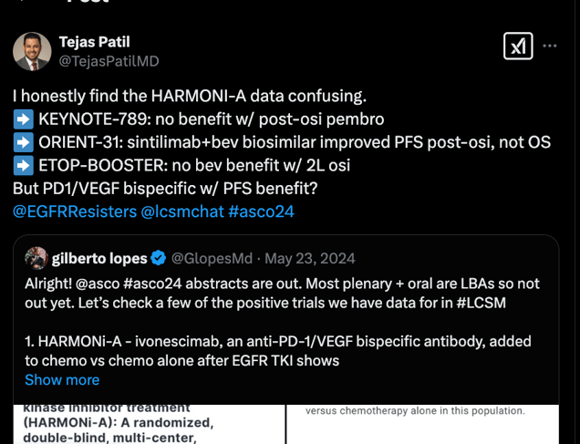 Tejas Patil outlines his concerns regarding the HARMONi-A trial at ASCO24