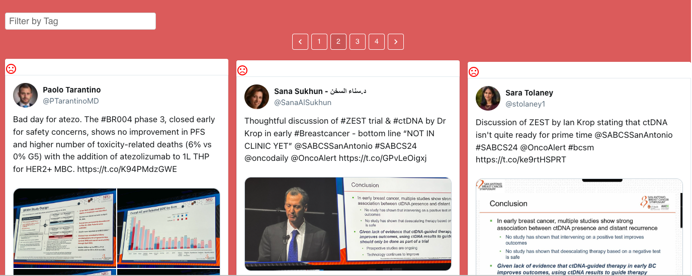 AI Technologies can apply simple sentiment ratings to tweet discussions by Key Opinion Leaders in Oncology
