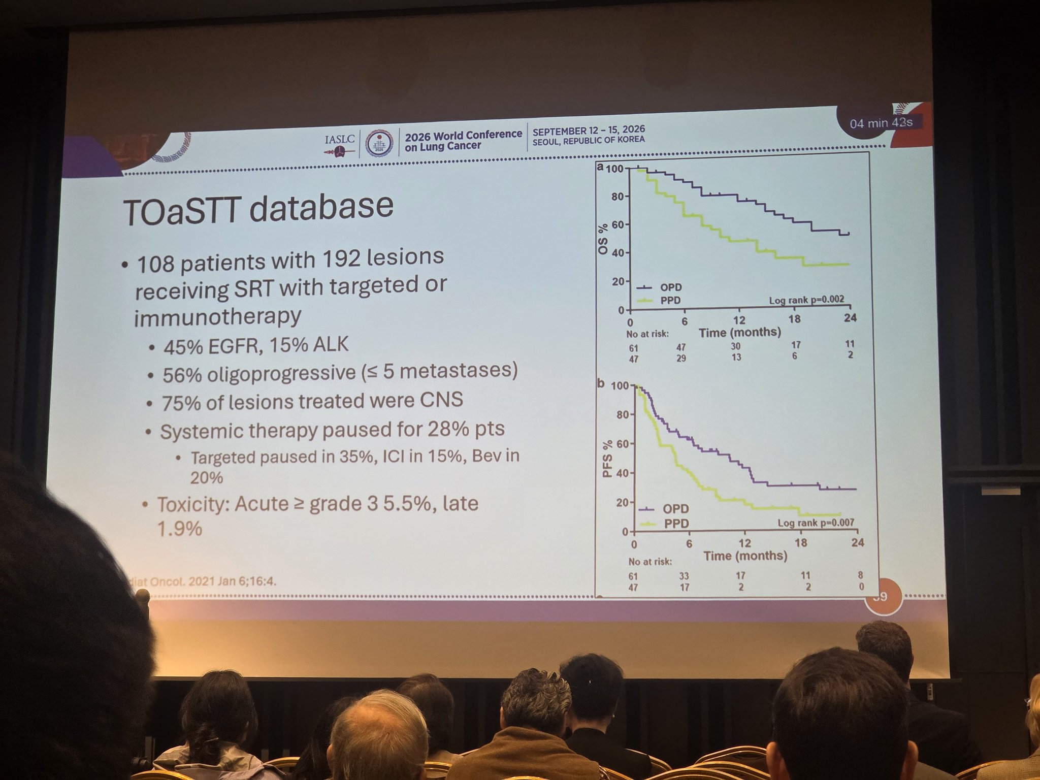 No difference in outcomes if we pause tageted therapy during RT #WCLC26 https://t.co/3h54v