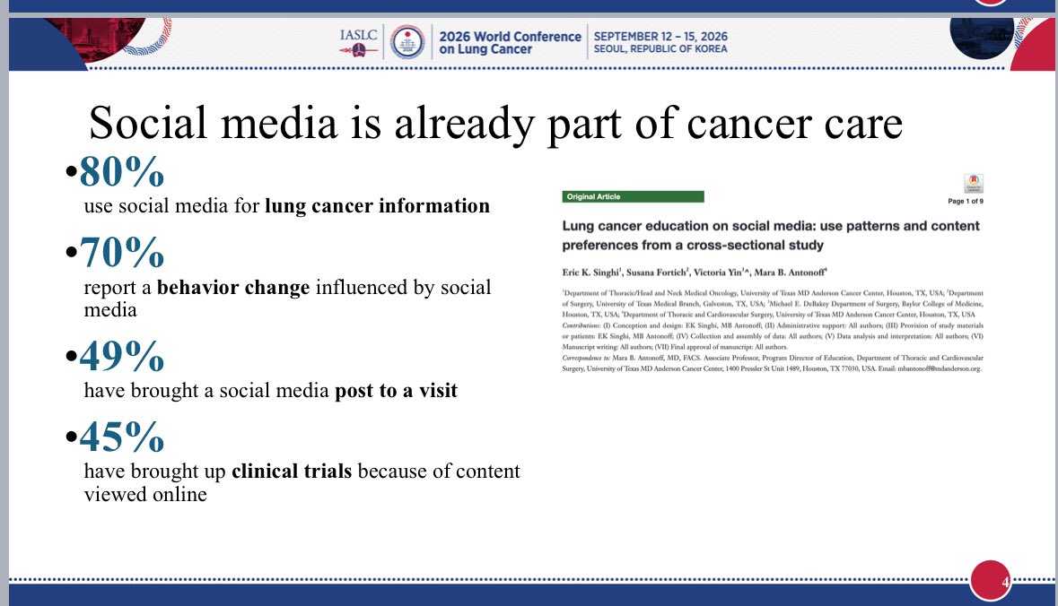 Join us TODAY for the @IASLC communications workshop at 14:00
@maraantonoff #WCLC26 http