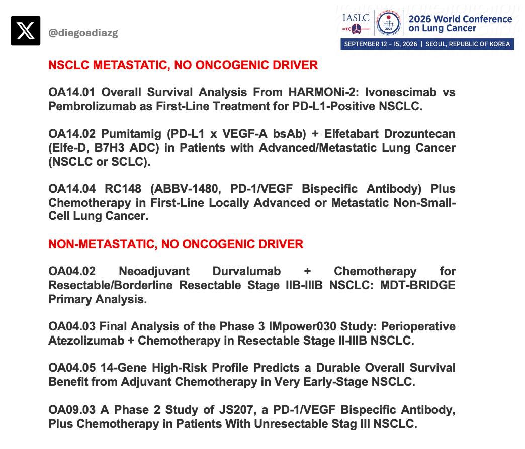 👀 WCLC 2026: studies not to miss @IASLC
My selection of the must-see studies at #WCLC26
