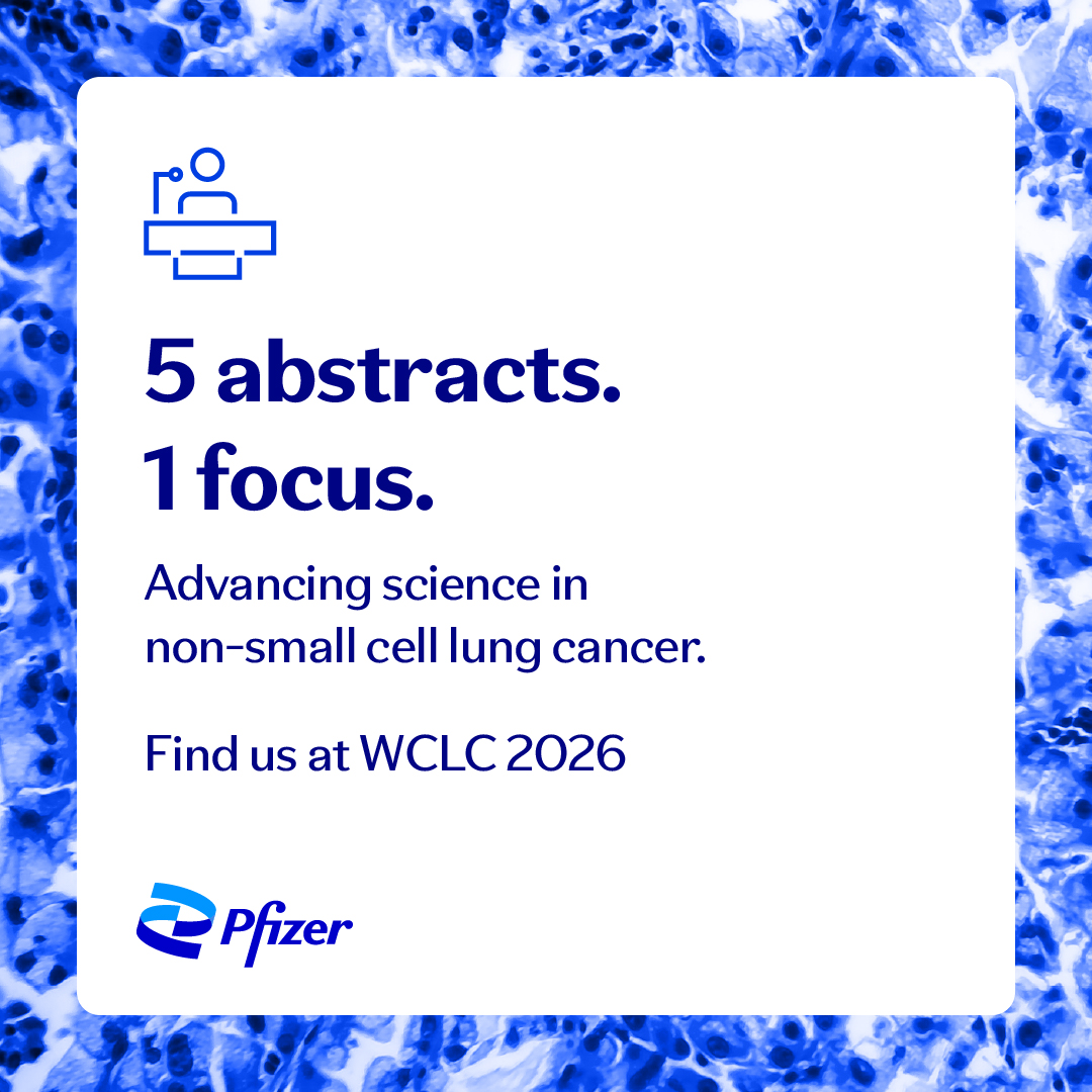 Pfizer is presenting five abstracts, including research in advanced ALK-positive NSCLC, at
