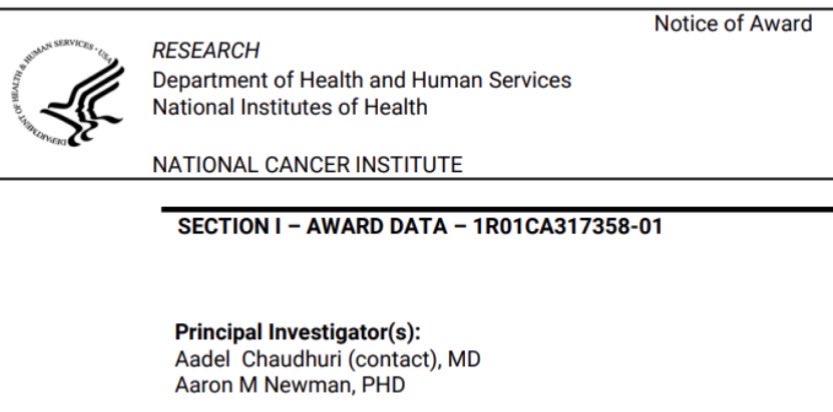 Awesome news & timing!! 🎉
New @theNCI R01 NoA supporting our liquid ecotypes in lung canc
