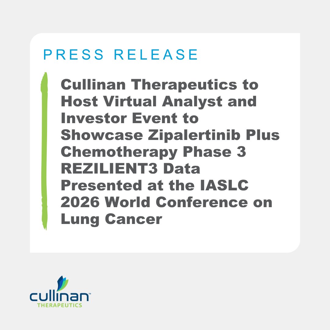 On September 14, Cullinan will host a virtual analyst and investor webcast to showcase zip