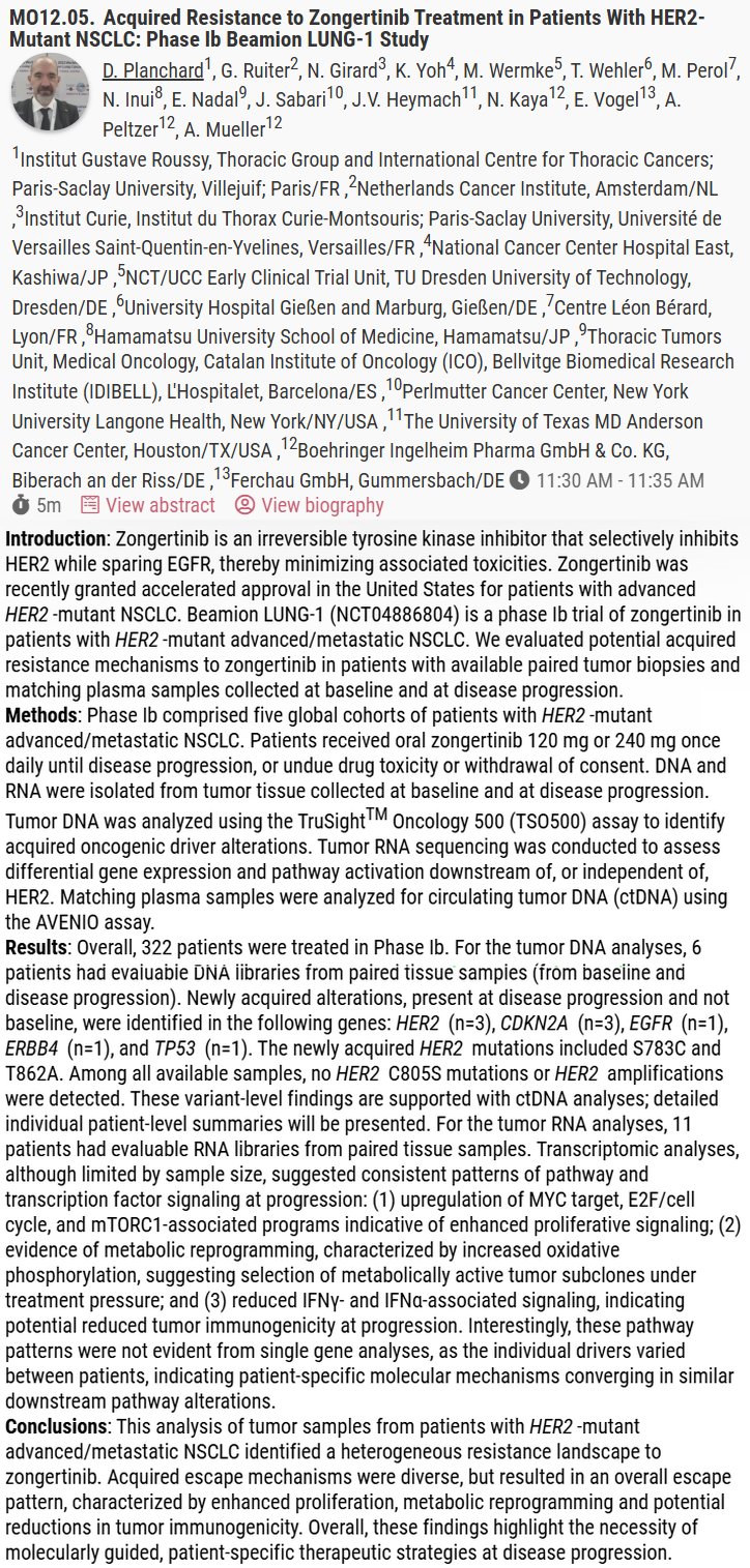 🆙 #WCLC26 #LCSM Mini Oral Session
🔥 Beamion LUNG-1: Acquired Resistance to Zongertinib Tre