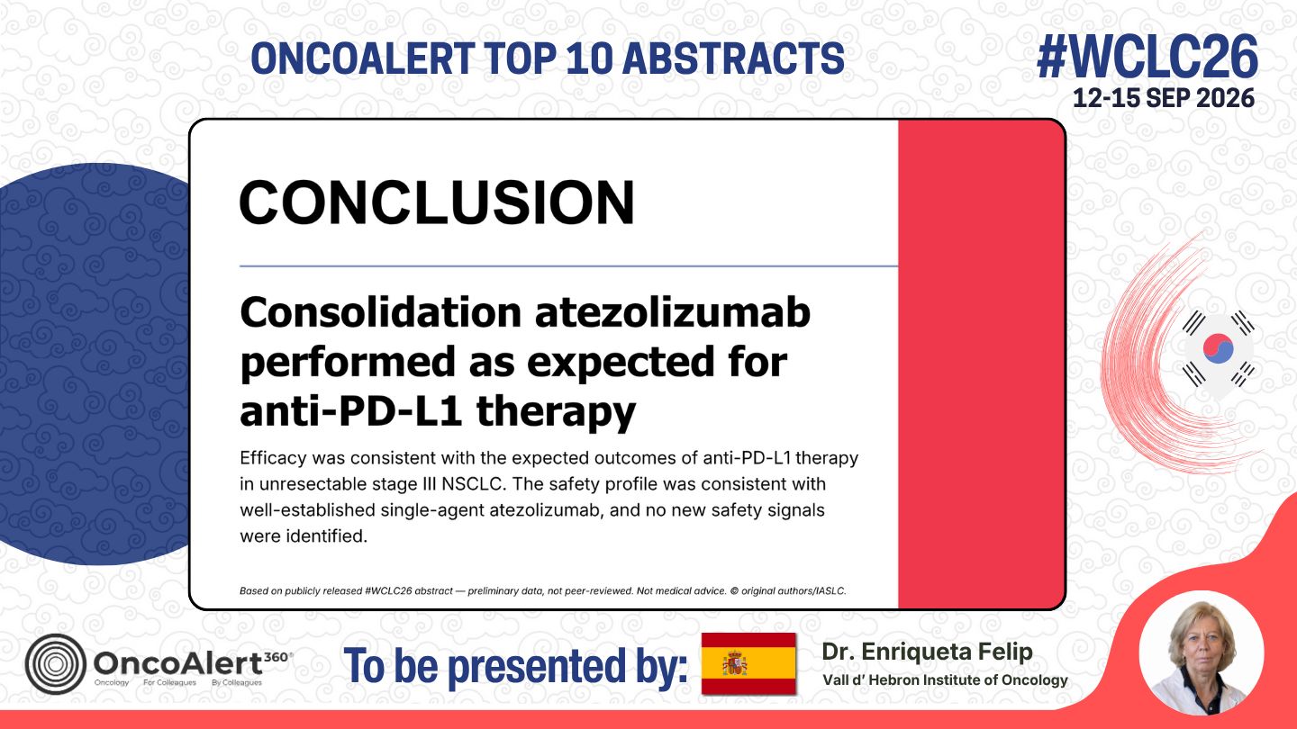 The OncoAlert #WCLC26 Top 10 Deep Dive! Abstract to be presented Next week
OA09.02 — AST
