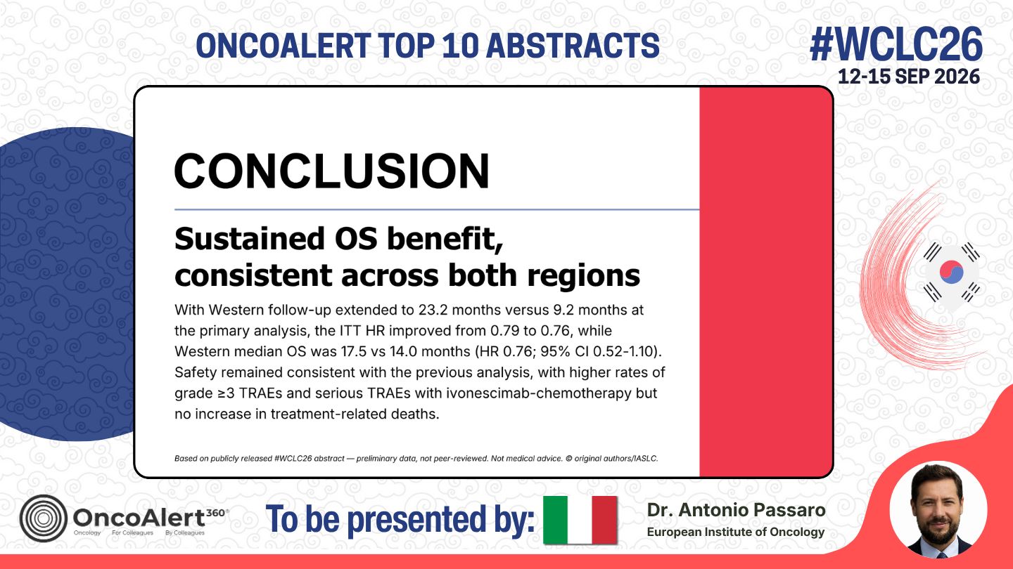 The OncoAlert #WCLC26 🇰🇷 Top 10 Deep Dive! Abstract to be presented Next week
OA14.05 —