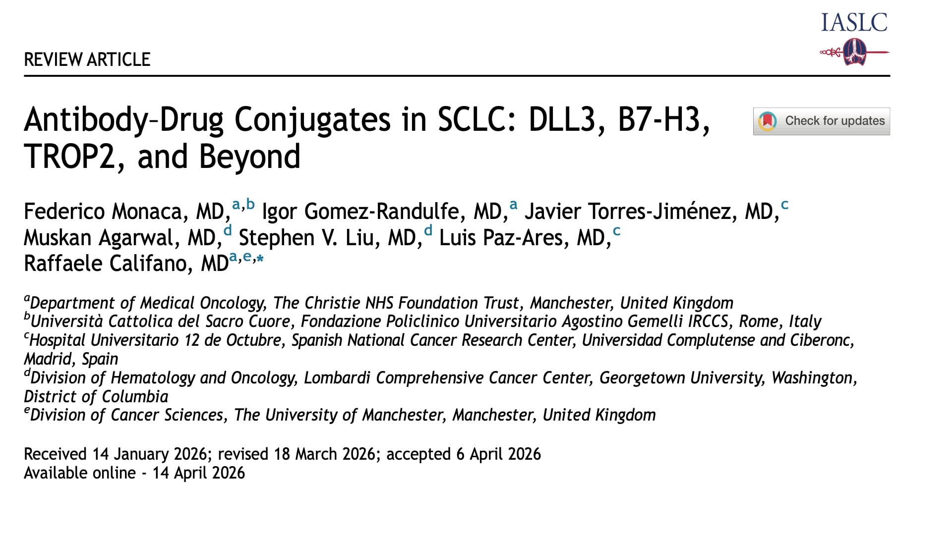 🌟Just ahead of #WCLC26, an exquisite cutting-edge Review in @JTOonline on #ADCs in #SCLC