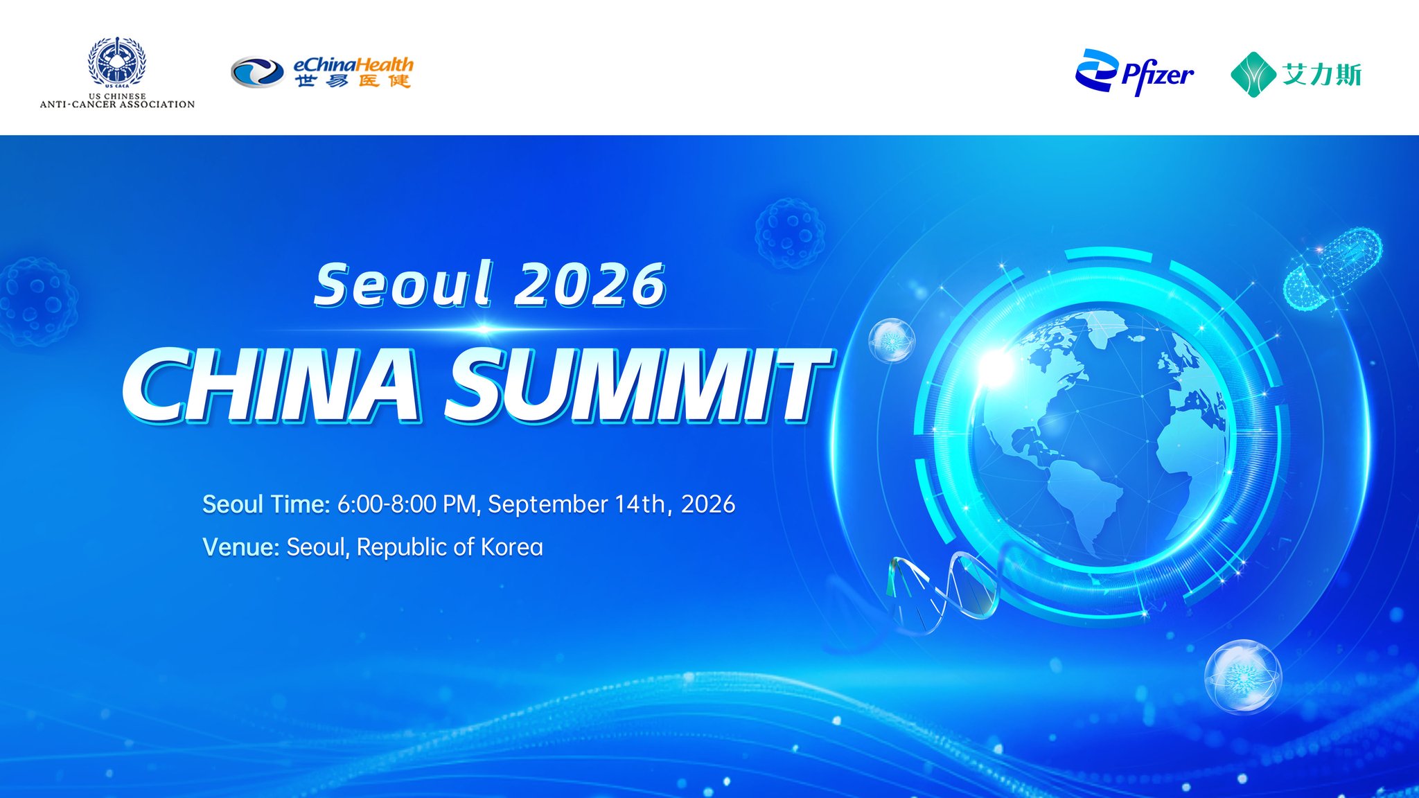China Summit & Dinner
In conjunction with WCLC 2026 Seoul
📅 Date
• Sept 14 | 6:30–9:00 PM