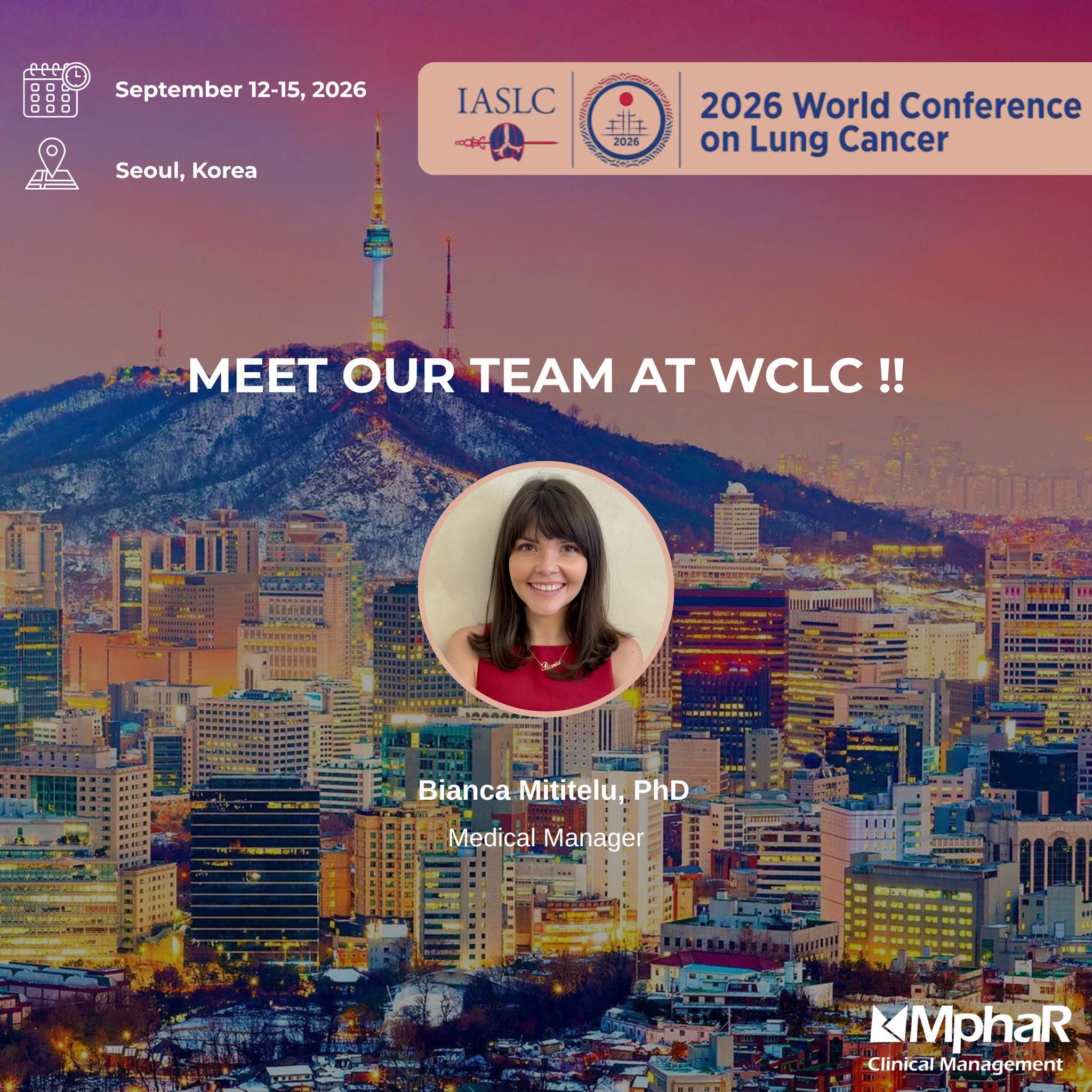 We’re heading to Seoul for the 2026 World Conference on Lung Cancer (WCLC)! 🫁
📍 Seoul, Ko