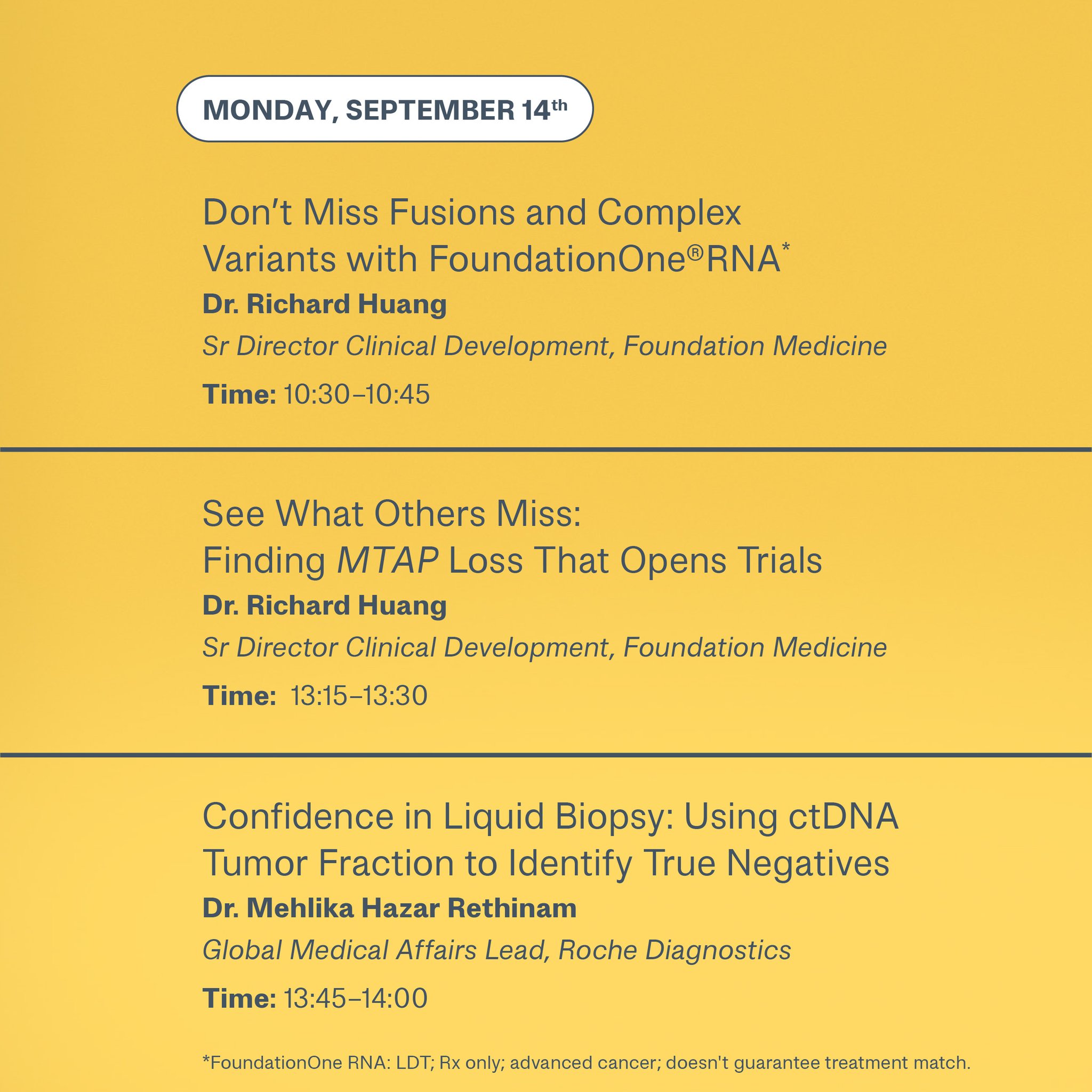 Join Foundation Medicine for our “Booth Talk Series” at #WCLC26. Hear from our team of exp