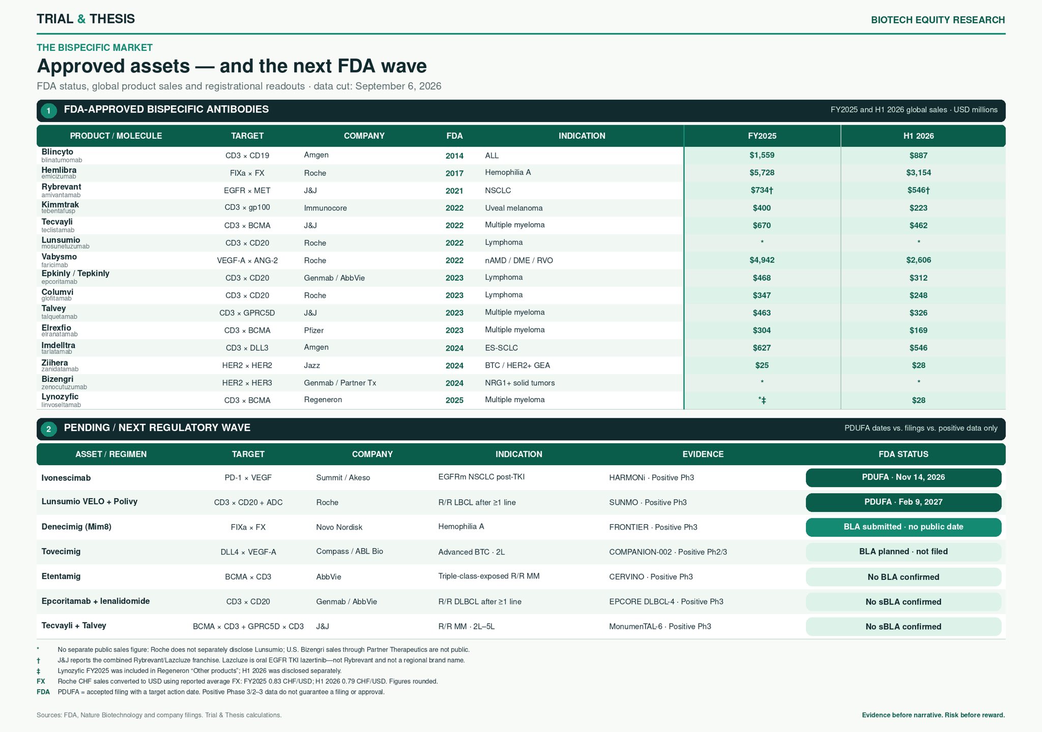 Bispecifics are a commercial reality.
Hemlibra + Vabysmo: >$10B in 2025. Solid tumors may