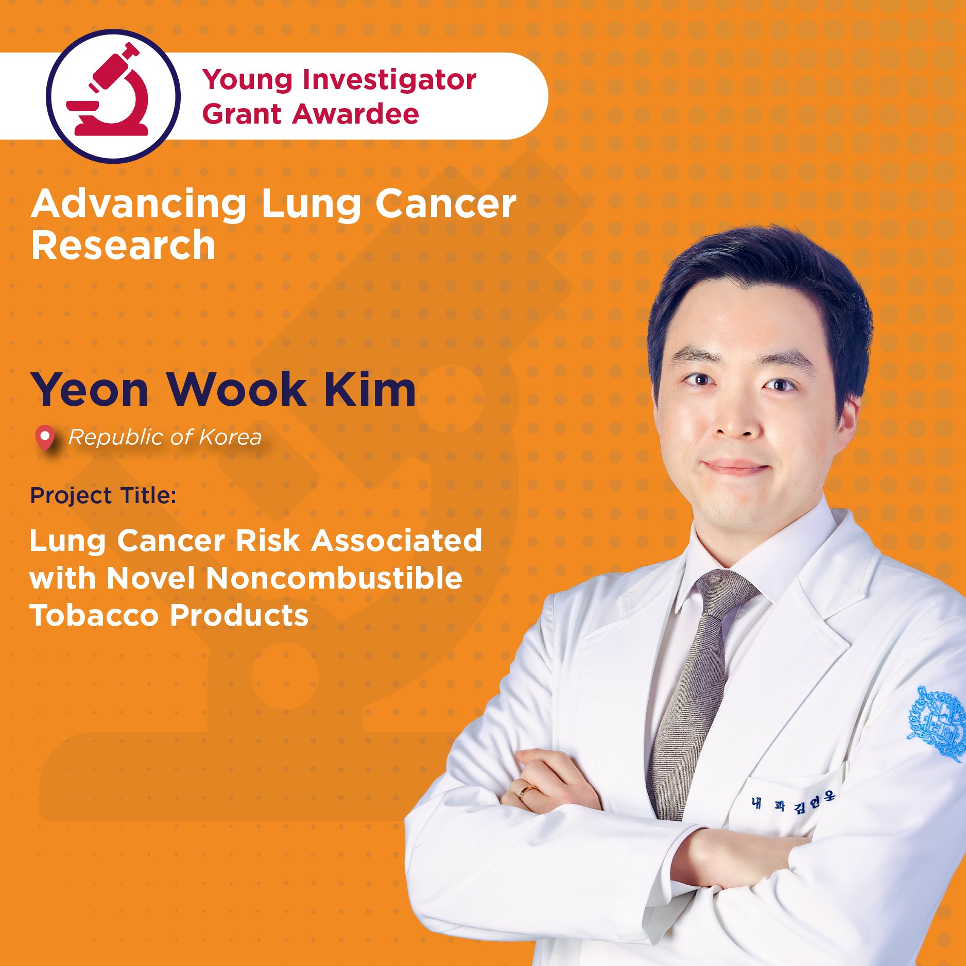 🎉 Congratulations to IASLC Young Investigator Grant awardee @kimyw_snu_pulm!
His researc