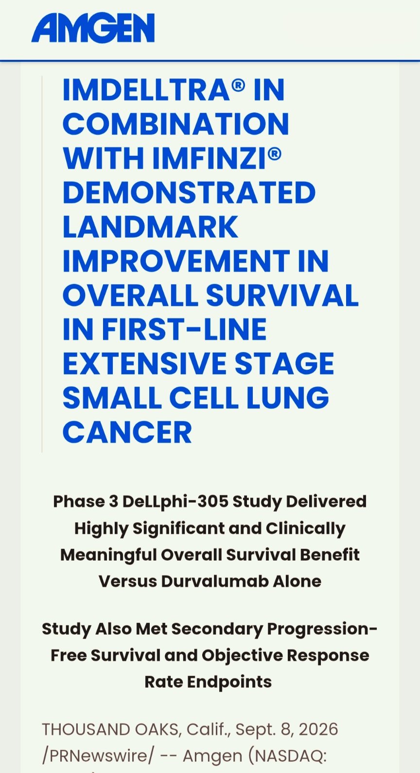 POSIBLE NUEVO TRATAMIENTO DE PRIMERA LINEA DE MANTENIMIENTO SMALL CELL LUNG CANCER
YA EST