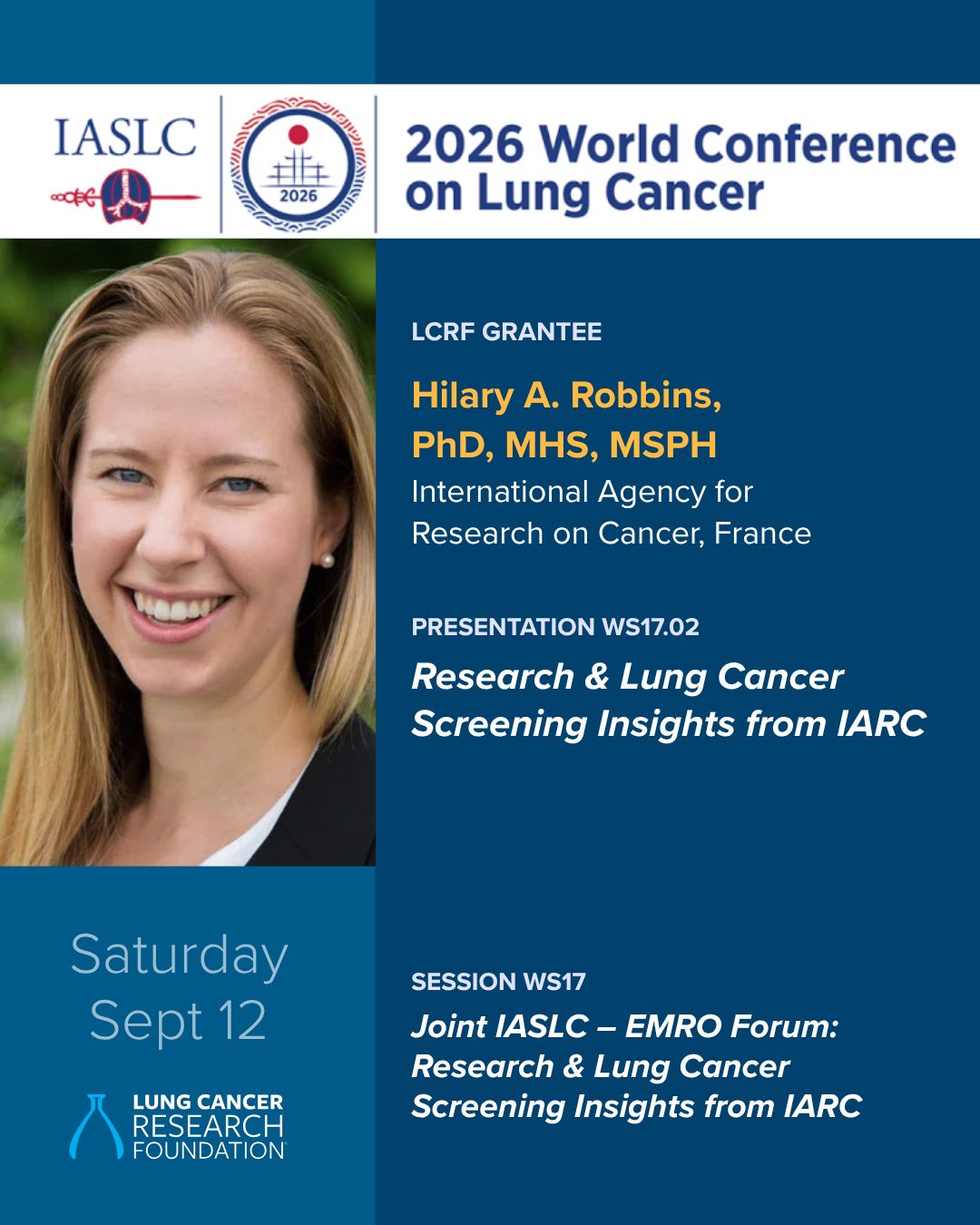 Presenting today at the World Conference on Lung Cancer in Seoul, South Korea: LCRF grante