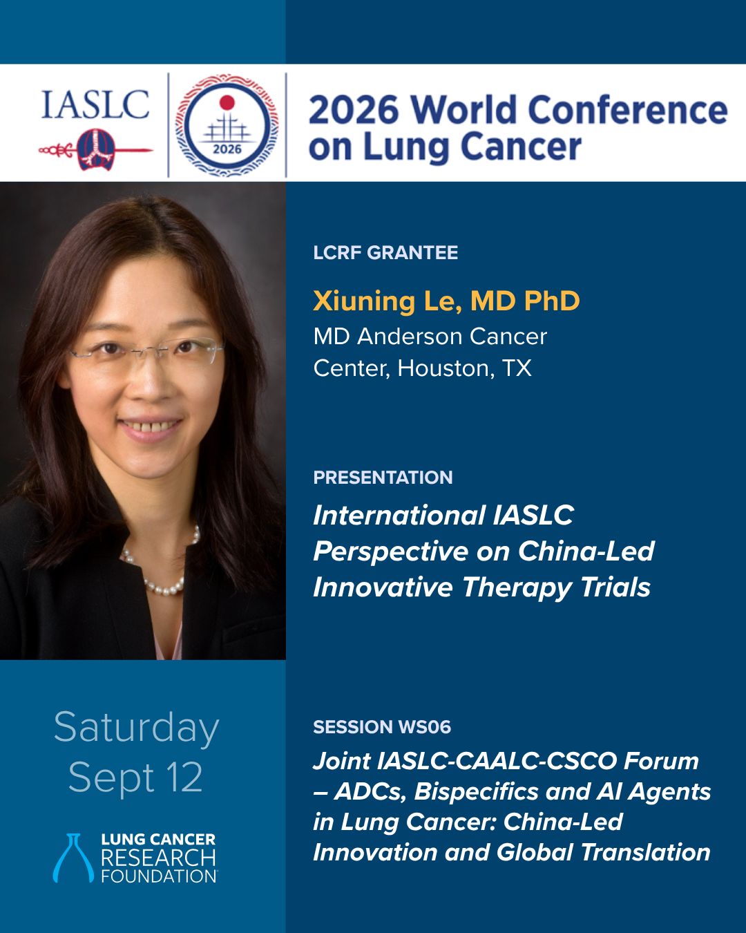Presenting today at the World Conference on Lung Cancer in Seoul, South Korea: LCRF grante