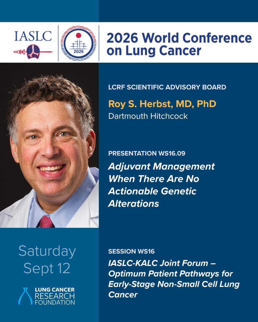 Presenting today at the World Conference on Lung Cancer in Seoul, South Korea: LCRF grante