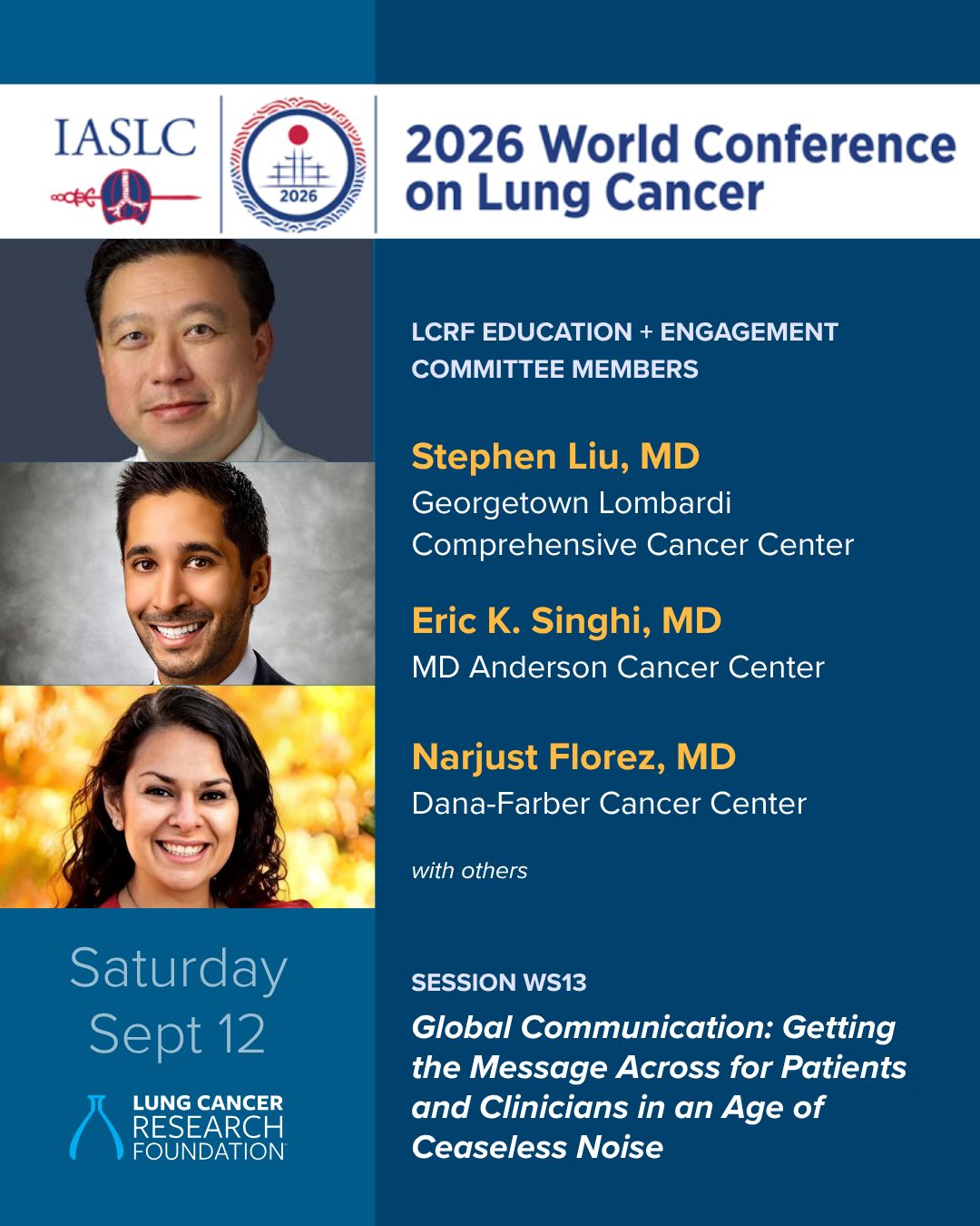Presenting today at the World Conference on Lung Cancer in Seoul, South Korea: LCRF grante
