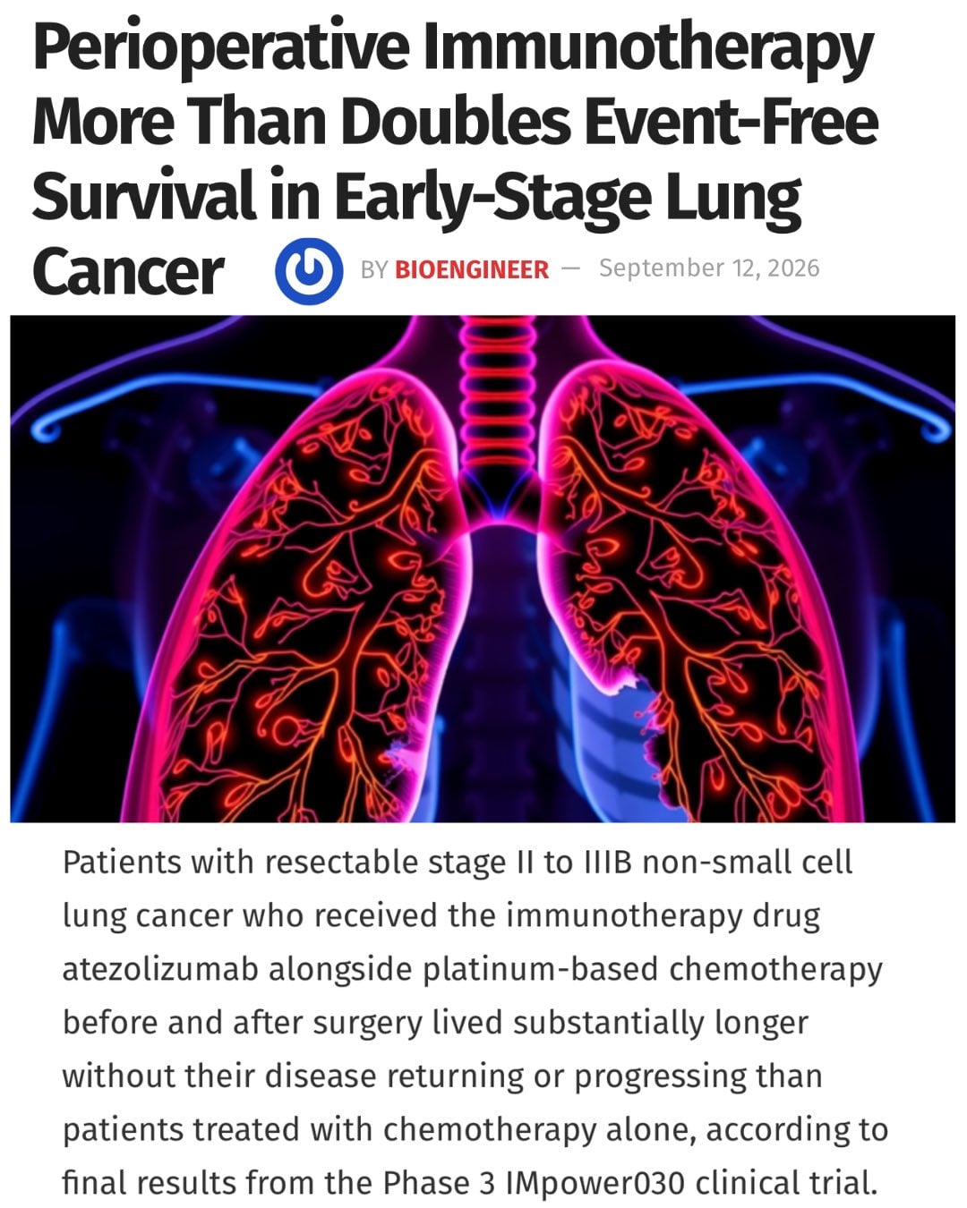 🆕 New Phase 3 results in early-stage #lungcancer.
In resectable stage II–IIIB NSCLC, peri