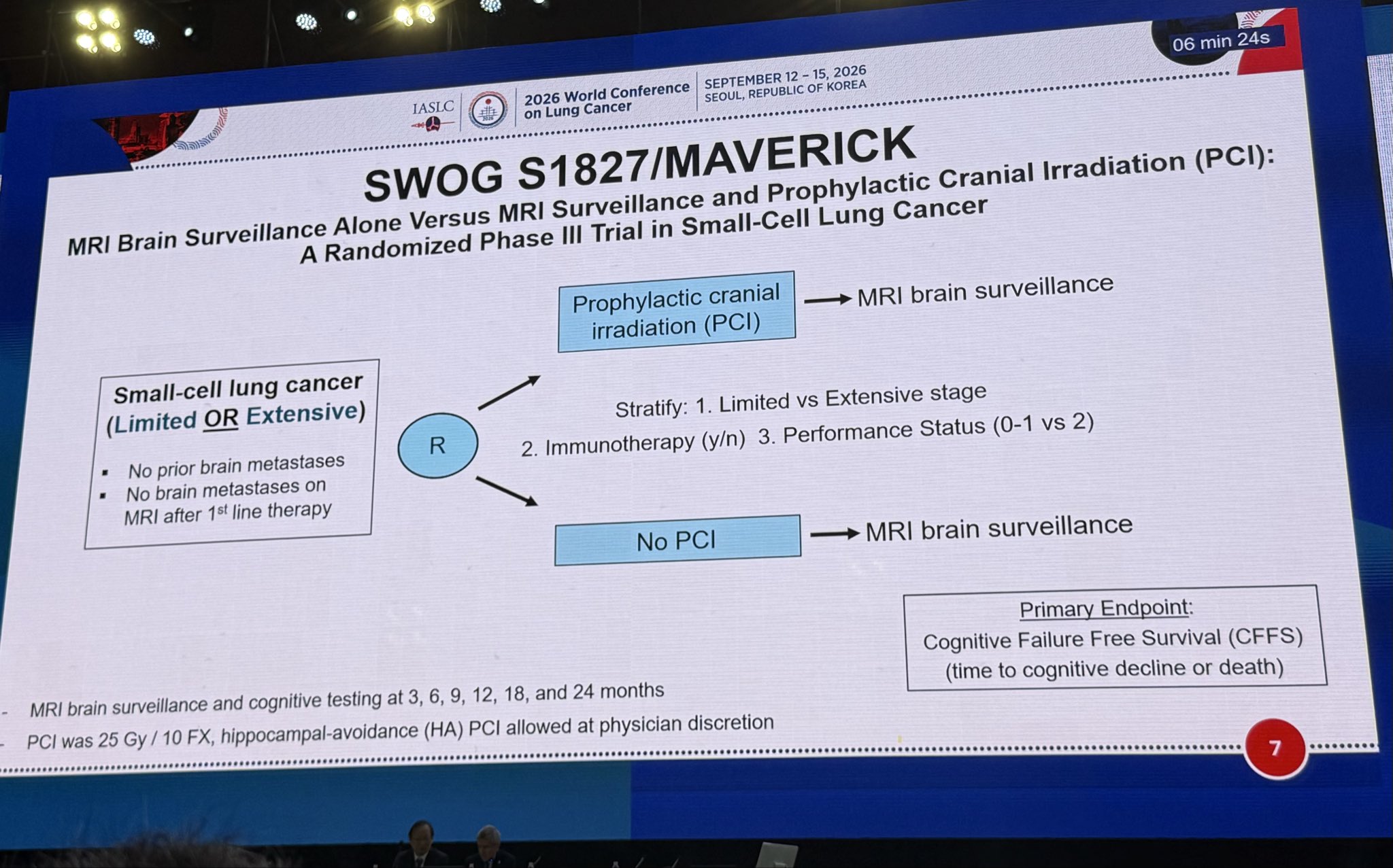🚨 #WCLC26 | SWOG S1827/MAVERICK
MRI surveillance improved CFFS vs PCI+MRI (HR 0.60), with