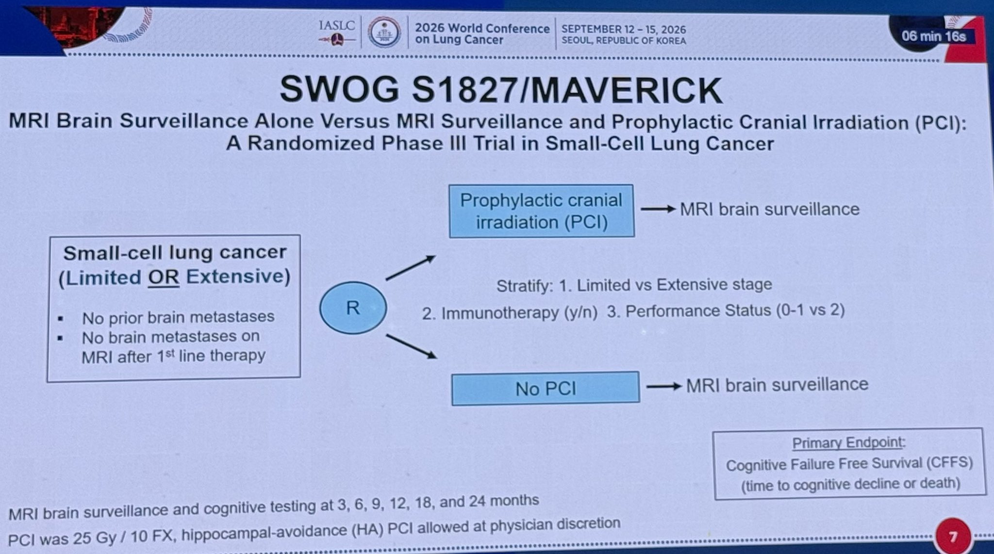 @IASLC plenary
Phase III MAVERICK study: MRI improved cognitive failure free survival com