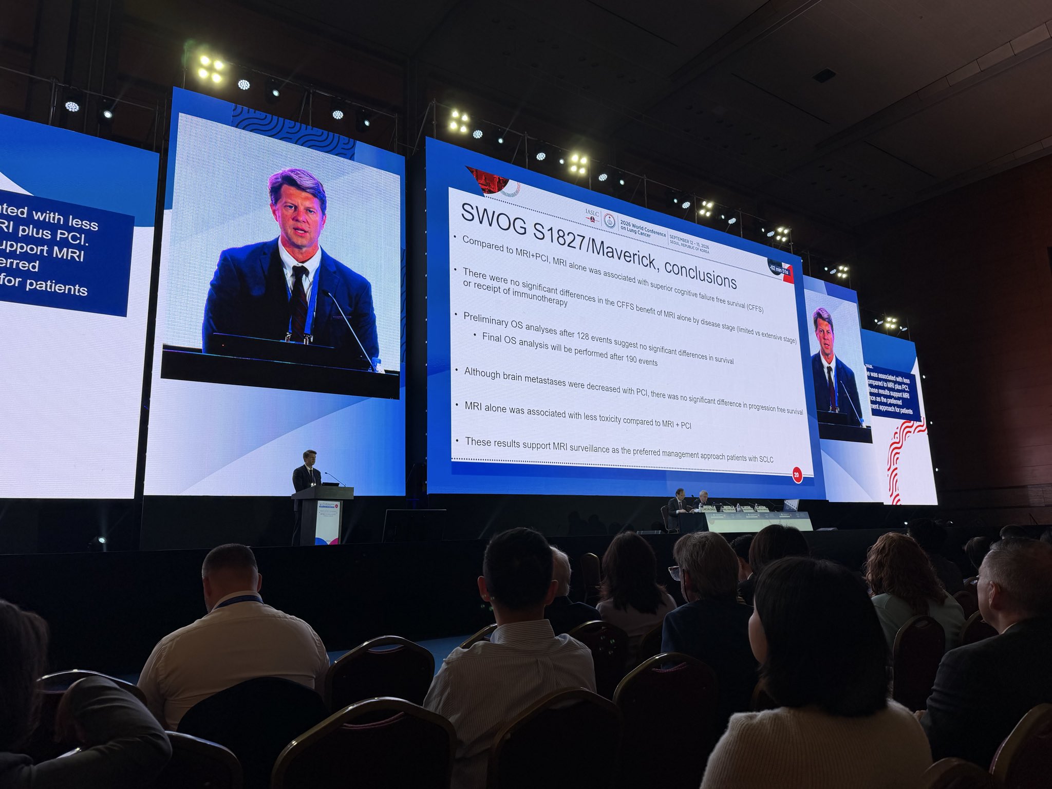 MRI surveillance with no PCI is now SOC for limited- and extensive-stage SCLC. OS not yet