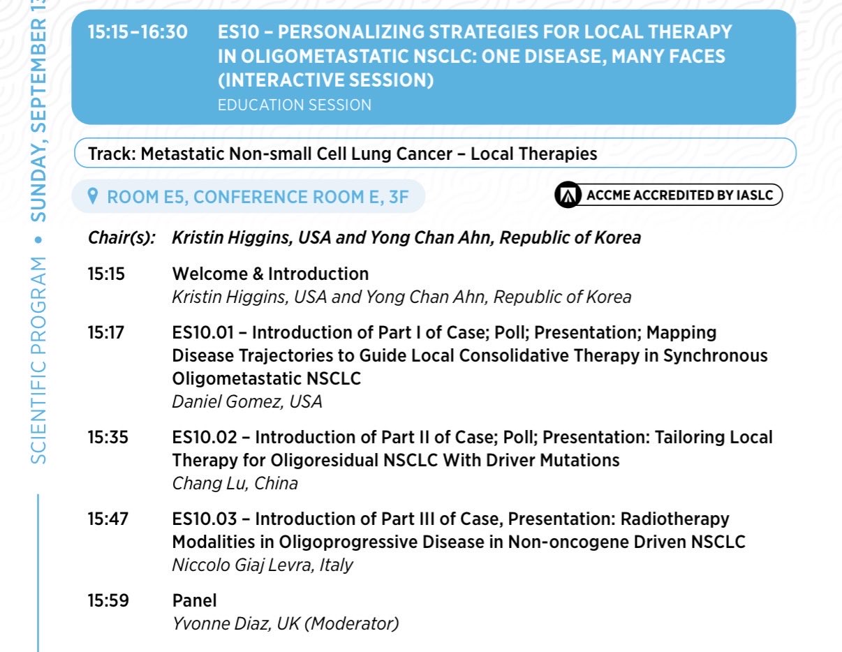 Looking forward to joining this #WCLC26 session on personalizing local therapy in oligomet
