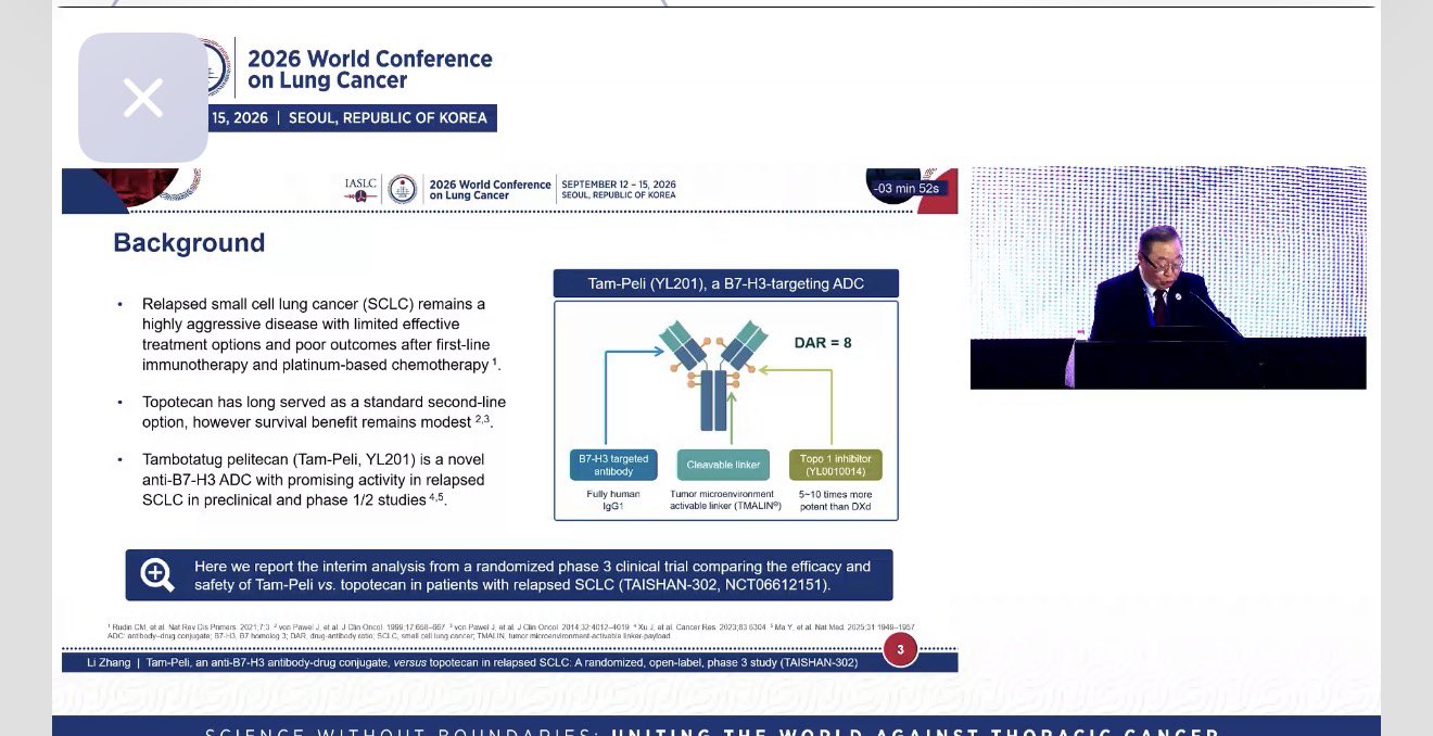 Supertecan B7-H3 a topotecan dressed to kill #sclc #WCLC26 @IASLC @BalazsHalmosMD https://