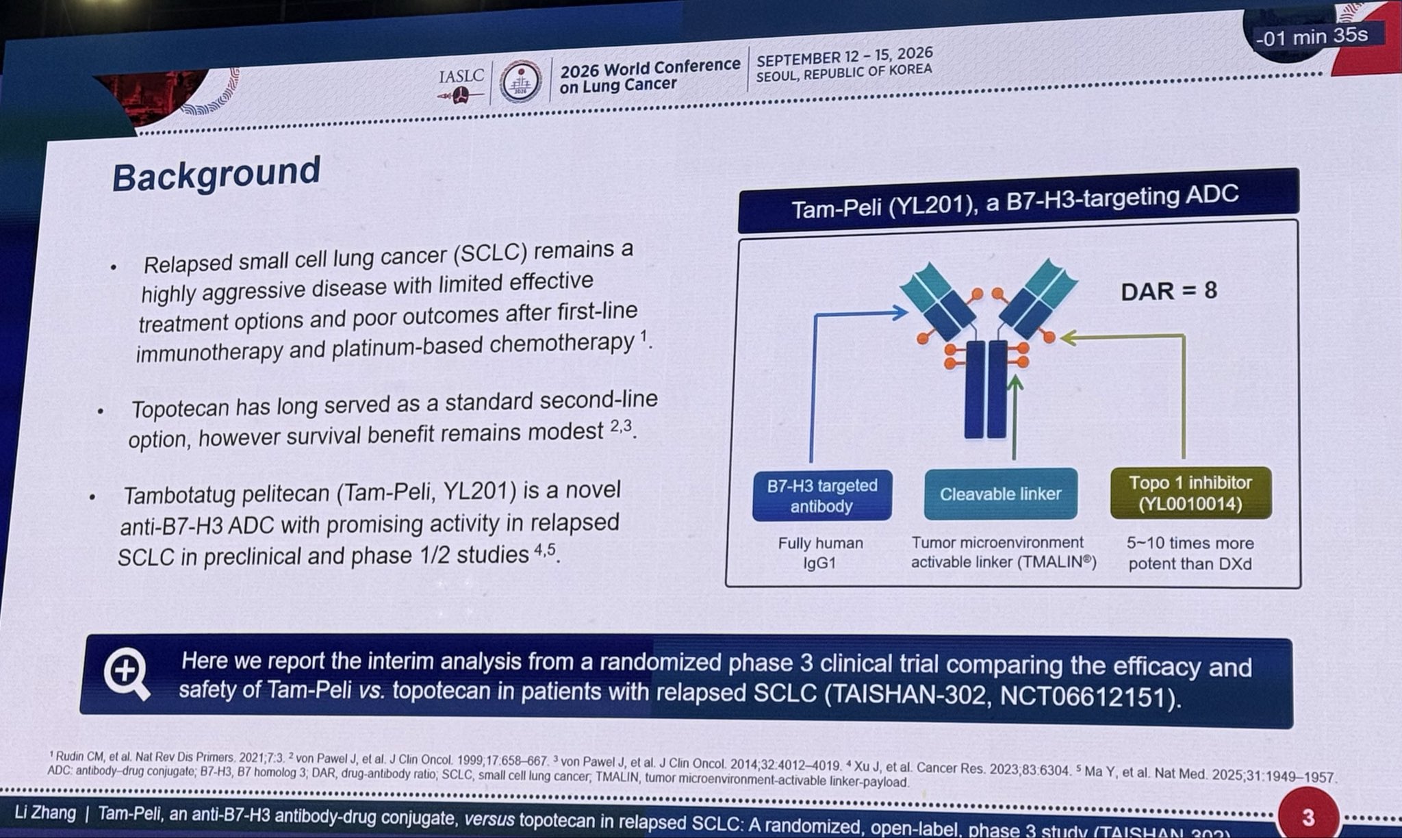TAISHAN-302, Li Zhang - potentially practice changing study in #SCLC. Topotecan is a crap