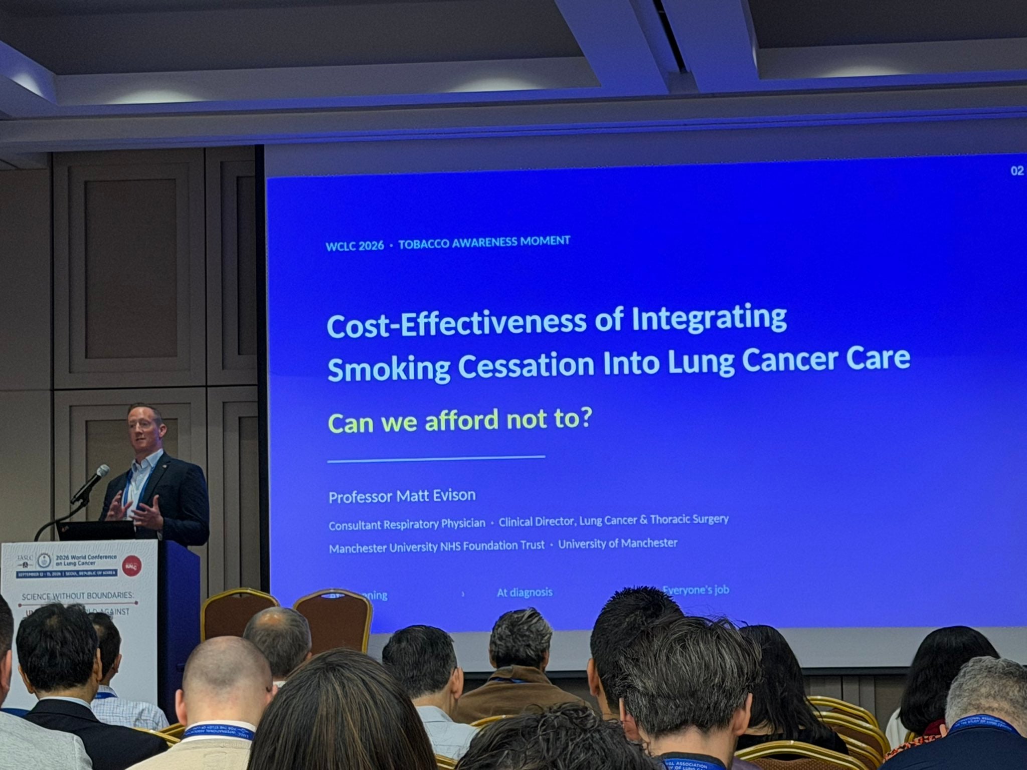 @MatthewEvison1 on integrating smoking cessation into the lung cancer pathway. #WCLC26 htt