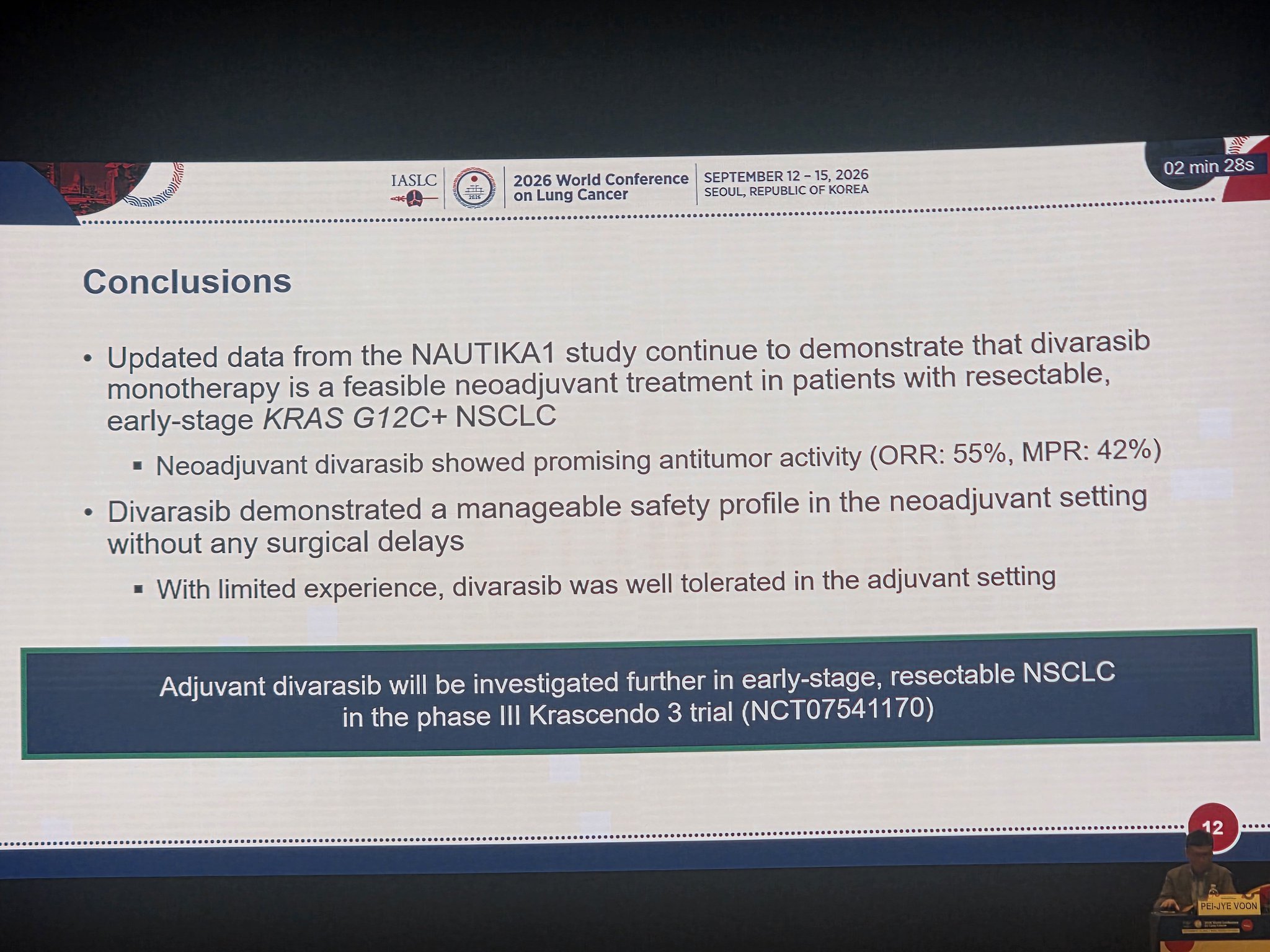 Promising antitumor activity : ORR: 55%m MPR: 42%
Manageable safety profile
Ongoing #KRA