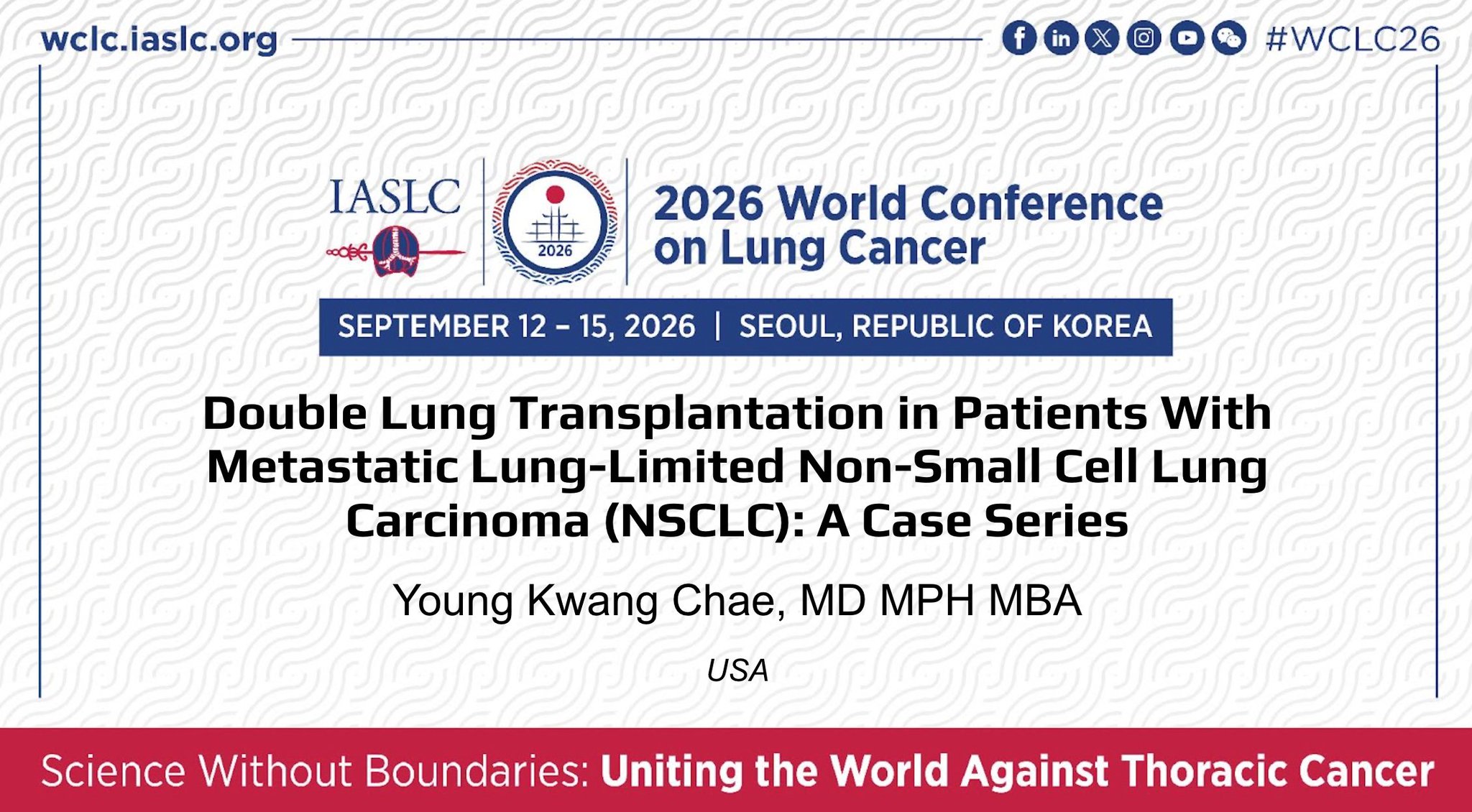 WCLC "Beyond metastatic: Redefining the role of local therapy" M009 session 5PM-6:15PM
I