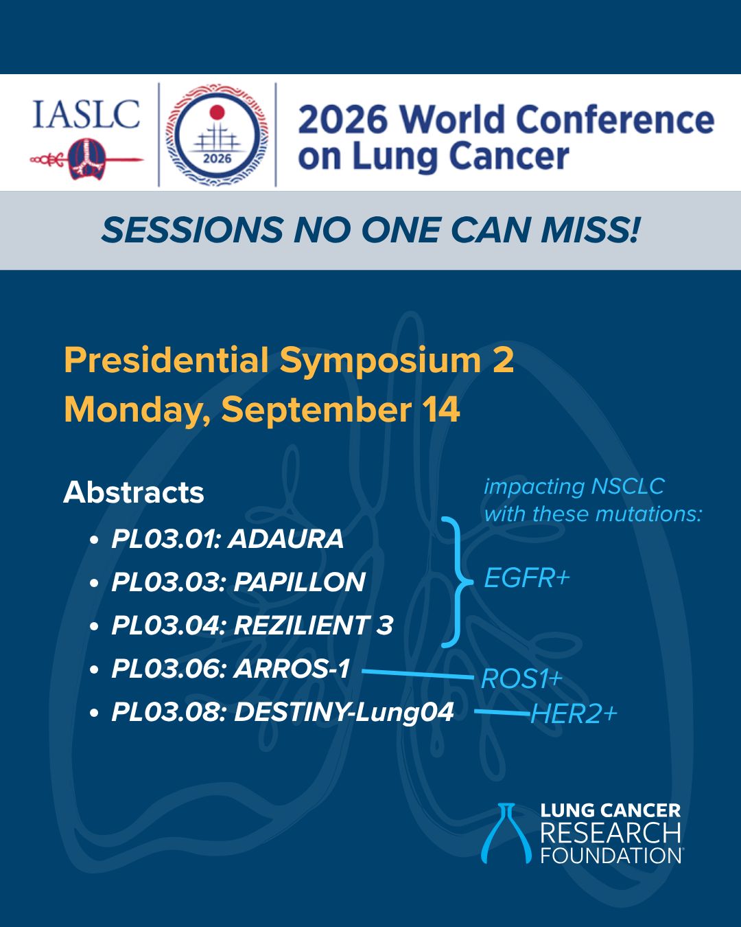 #WCLC26 Day 3, Sept. 14: A second Presidential Symposium includes 5 more abstracts on impo