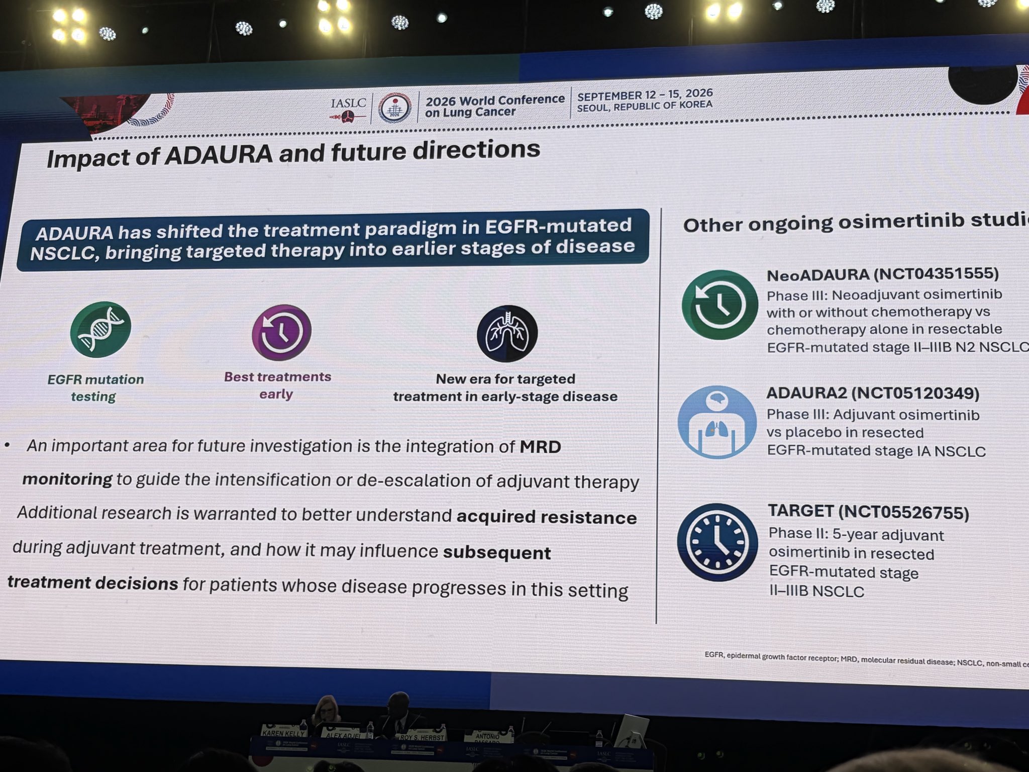 Dr @DrRoyHerbst presenting 8 year (!) data on ADAURA. #WCLC26 Highlights are ongoing survi
