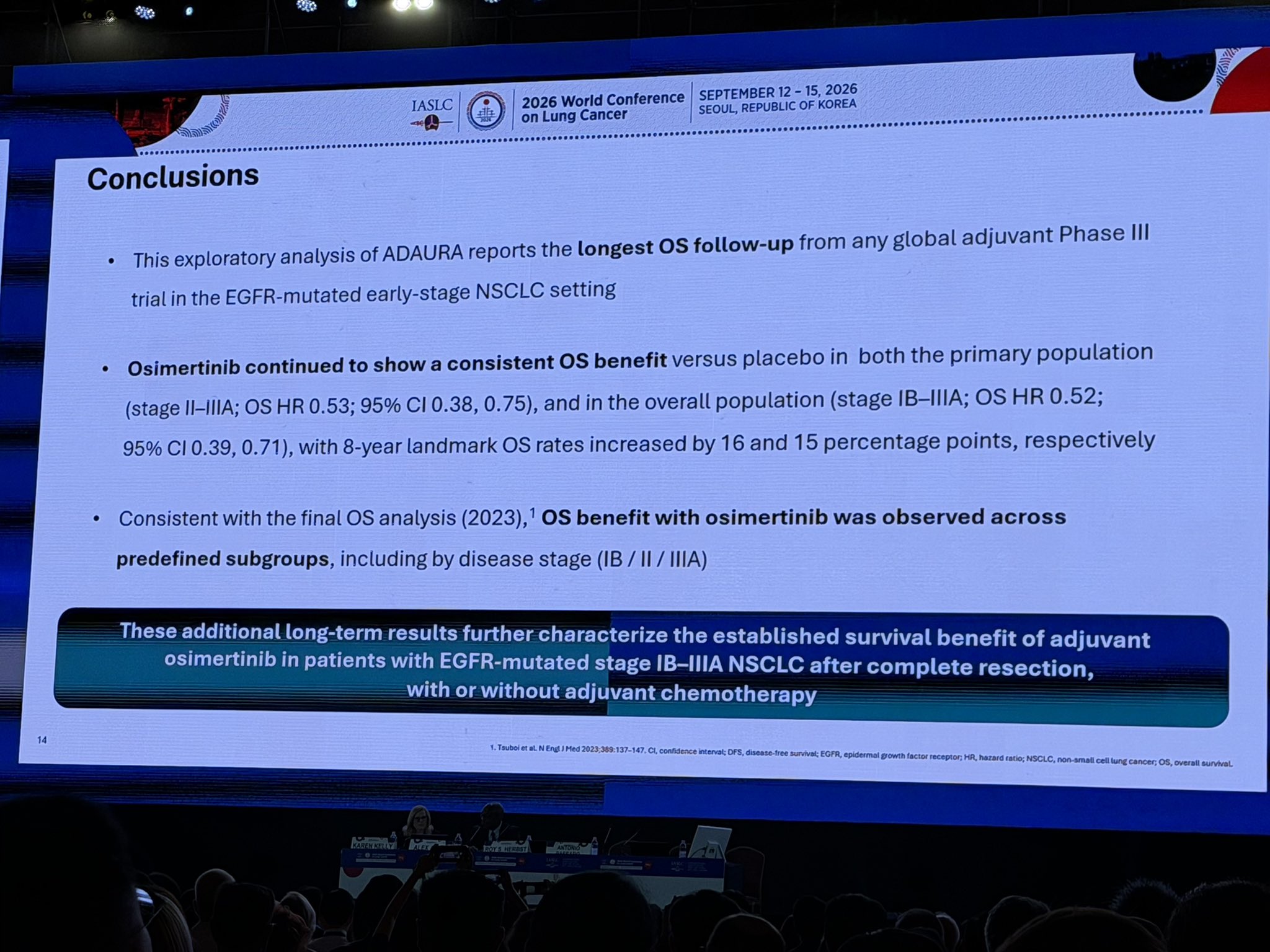8-year follow-up from ADAURA at #WCLC26
Adjuvant osimertinib continues to show a sustaine