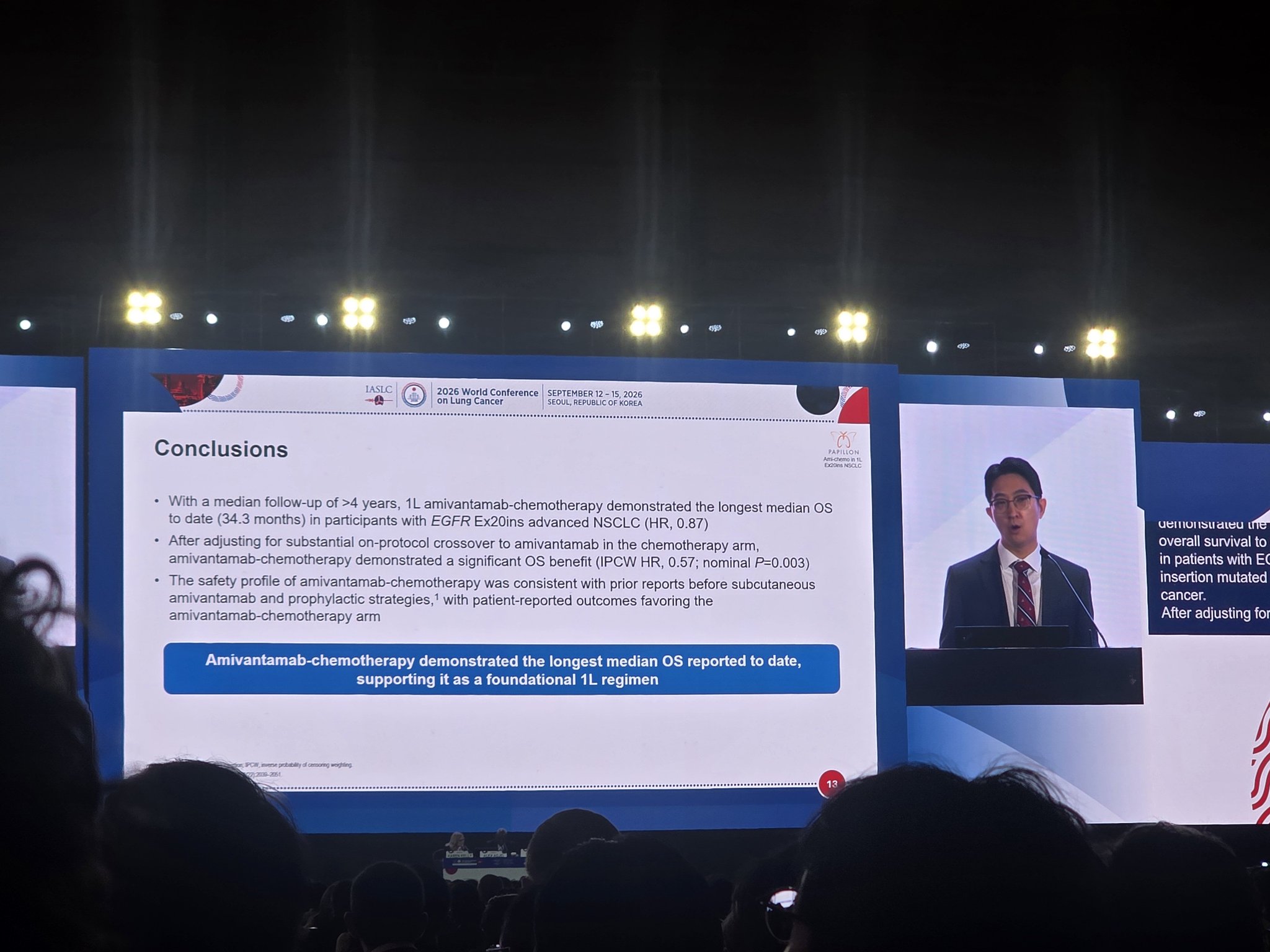 Conclusion:
#PAPILLON demonstrated the longest median OS to date for exon20 EGFRm NSCLC
#W
