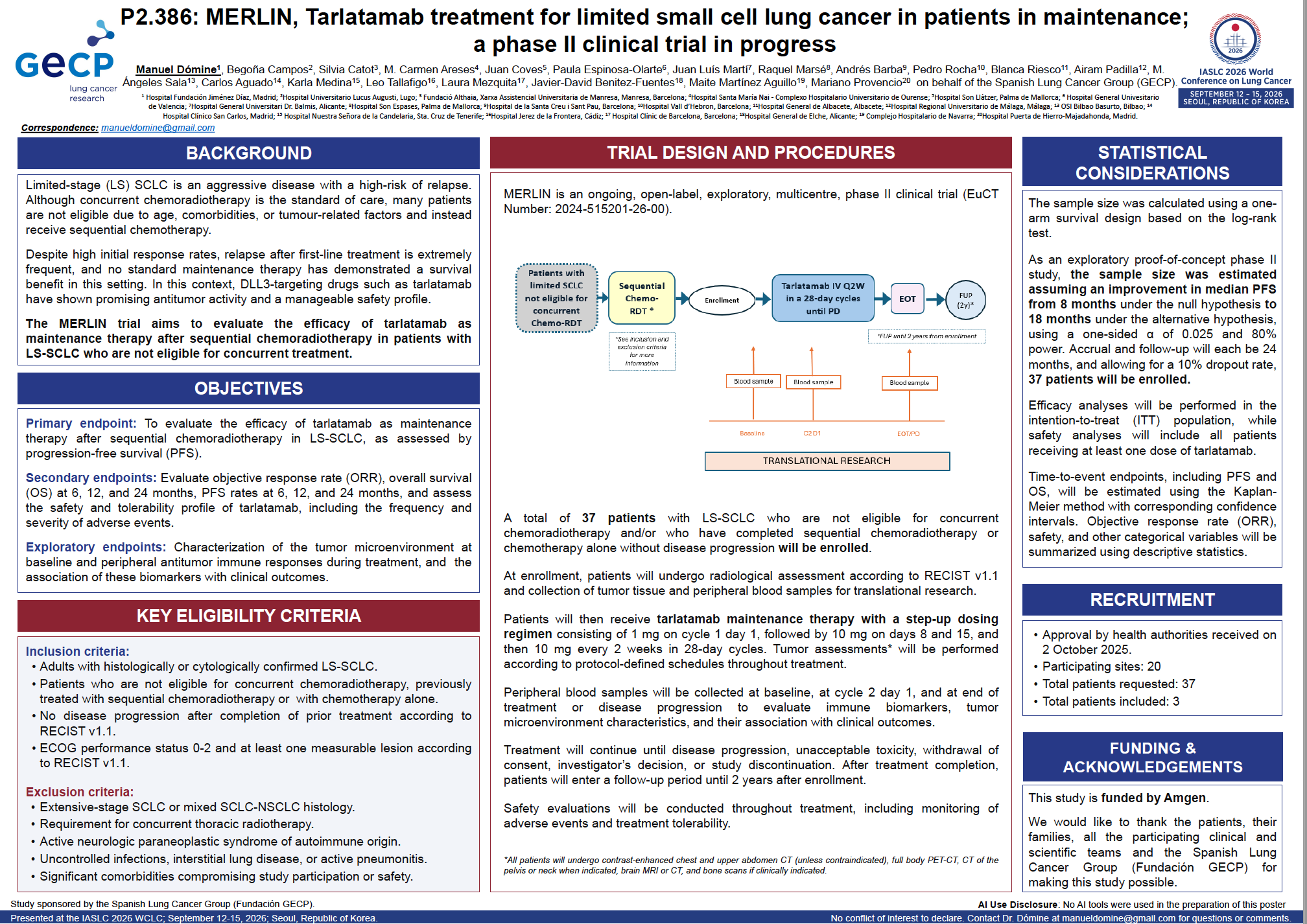 MERLIN, Tarlatamab treatment for limited small cell lung cancer in patients in maintenance