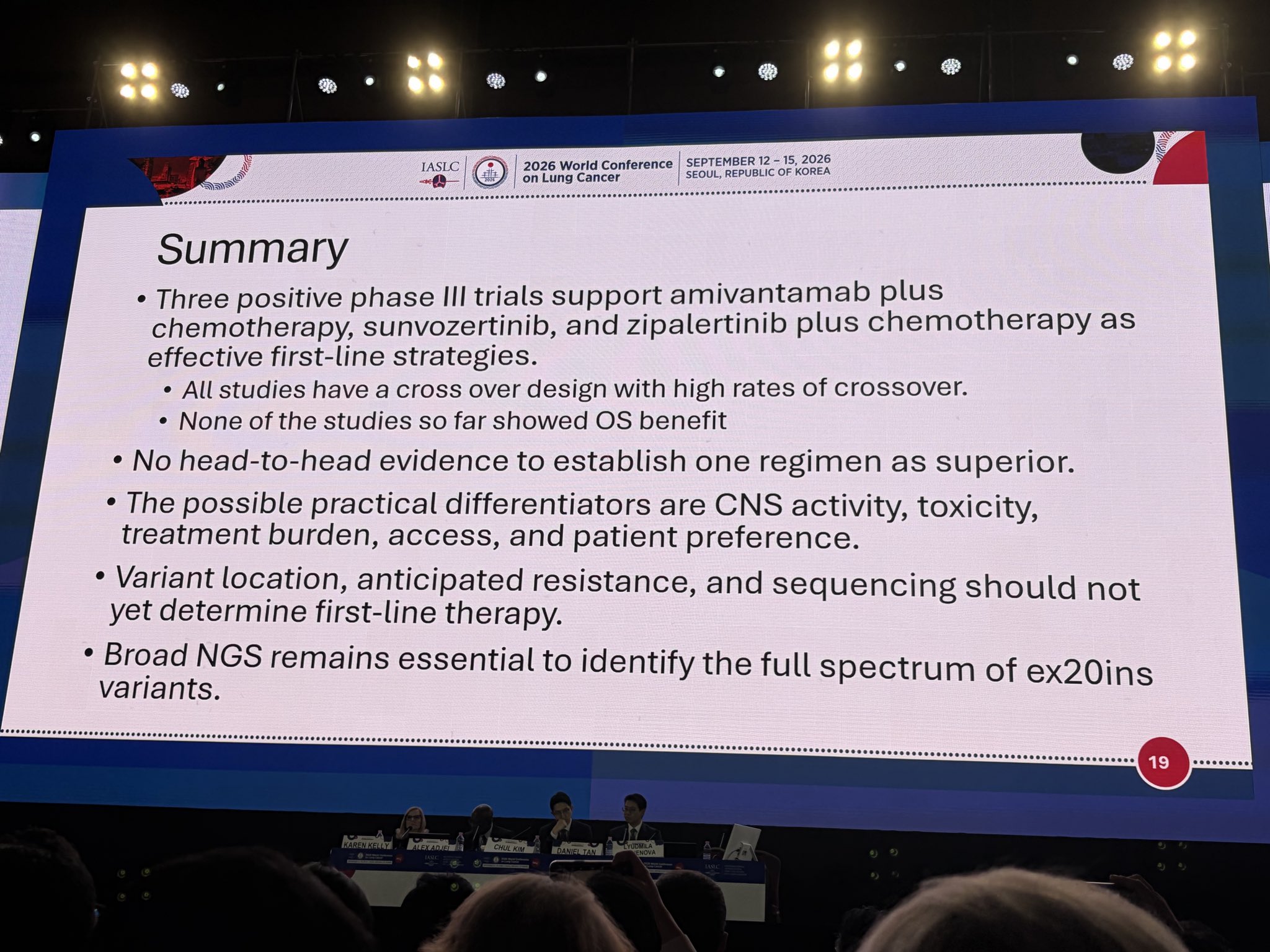 Dr @LudaBazhenovaMD giving a phenomenal overview of the EGFR exon 20ins landscape #WCLC26