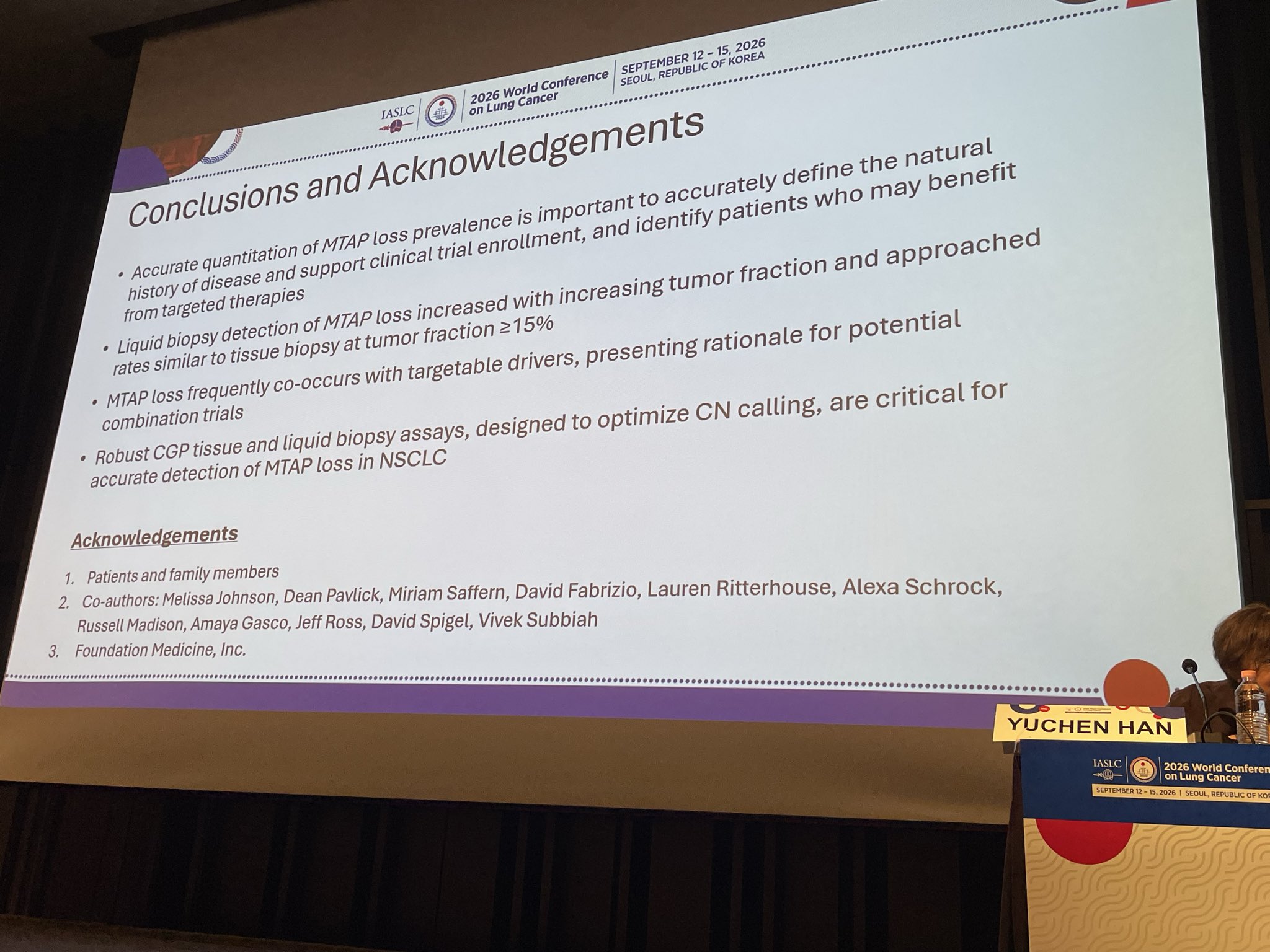 @ChristianRolfo at #WCLC26 on MTAP loss in NSCLC across tissue and plasma.
In a large re