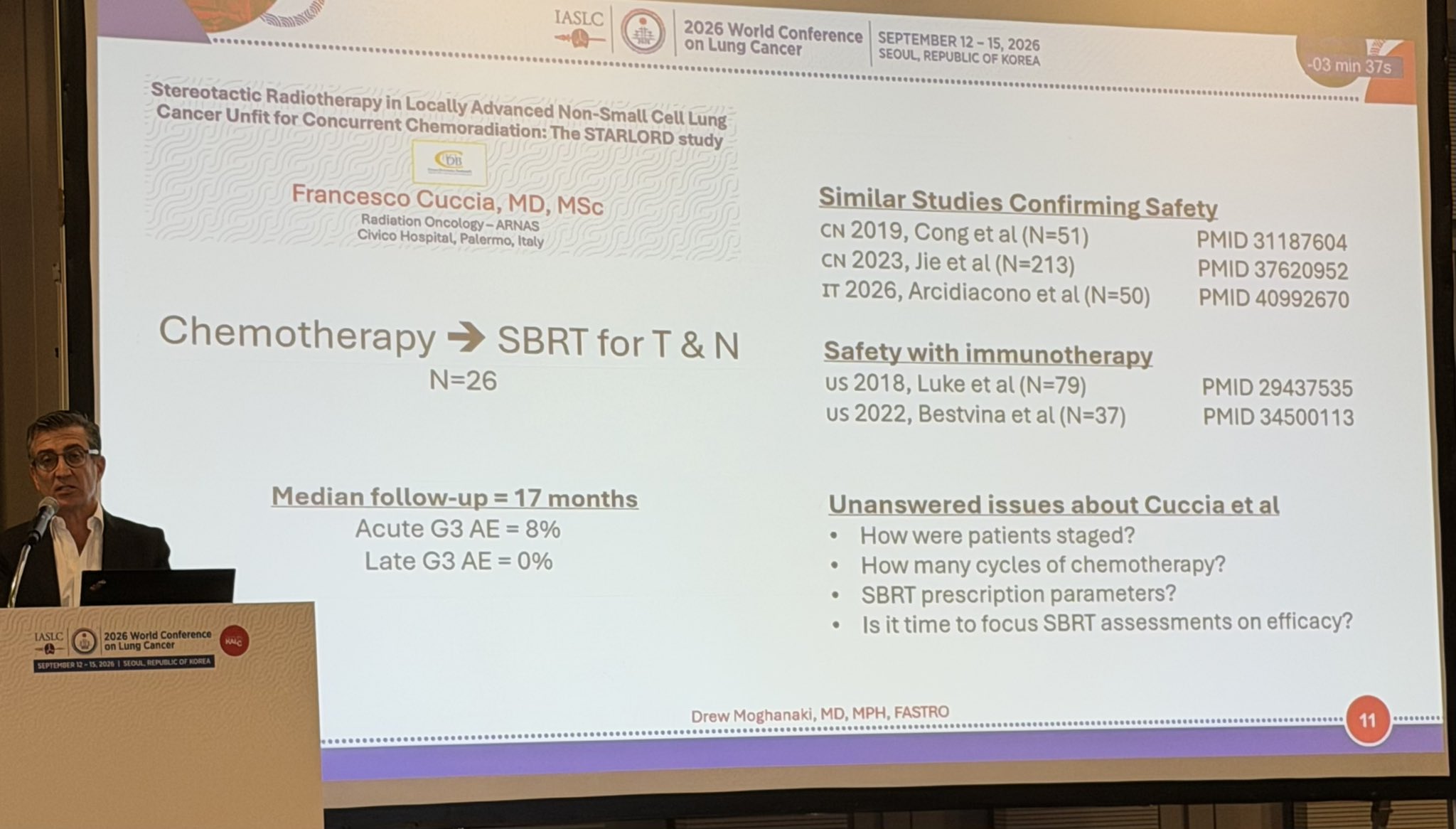 @DrewMoghanaki as discussant for session #WCLC26- highlighting perspectives of med, #radon