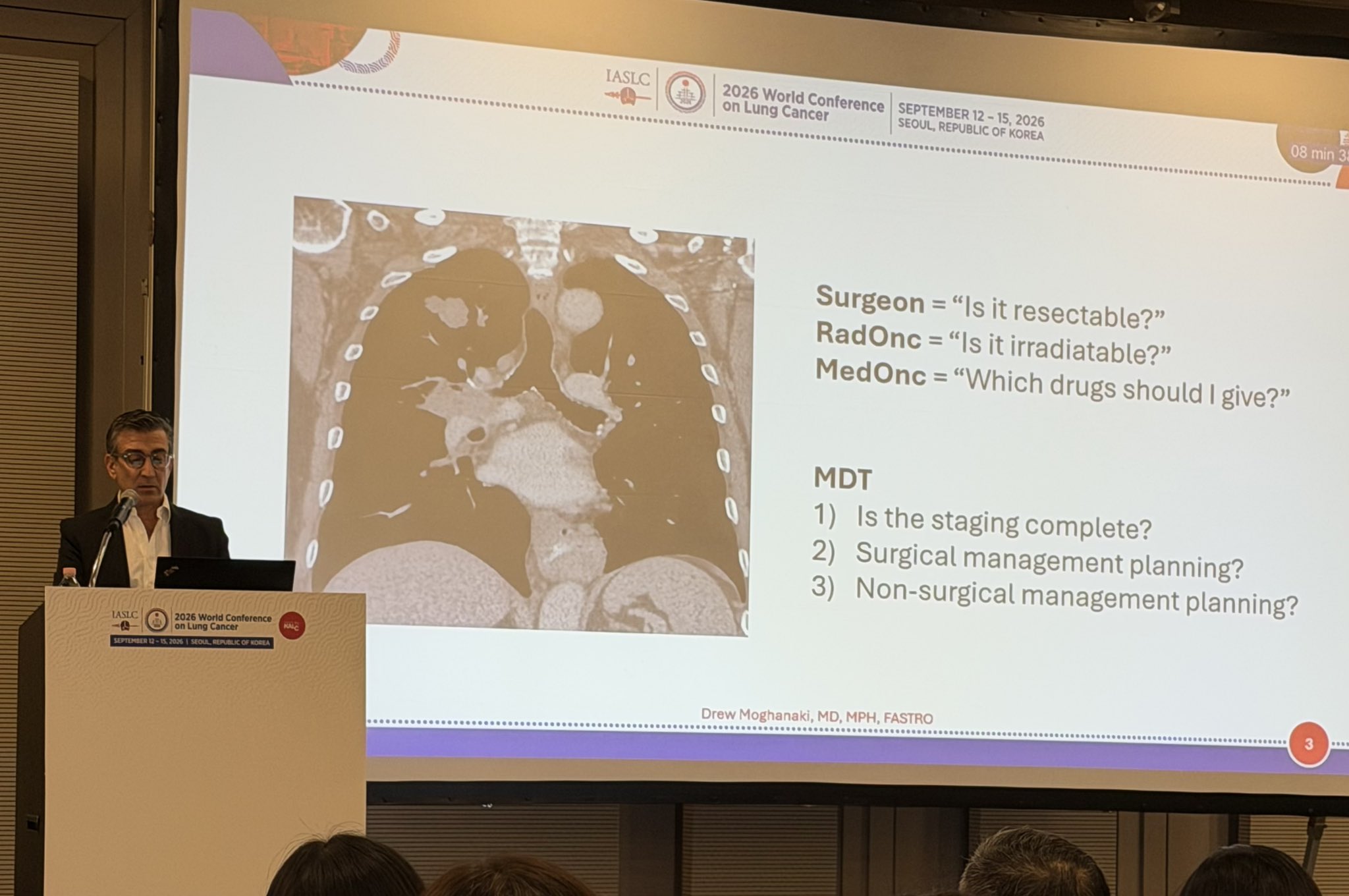 @DrewMoghanaki as discussant for session #WCLC26- highlighting perspectives of med, #radon