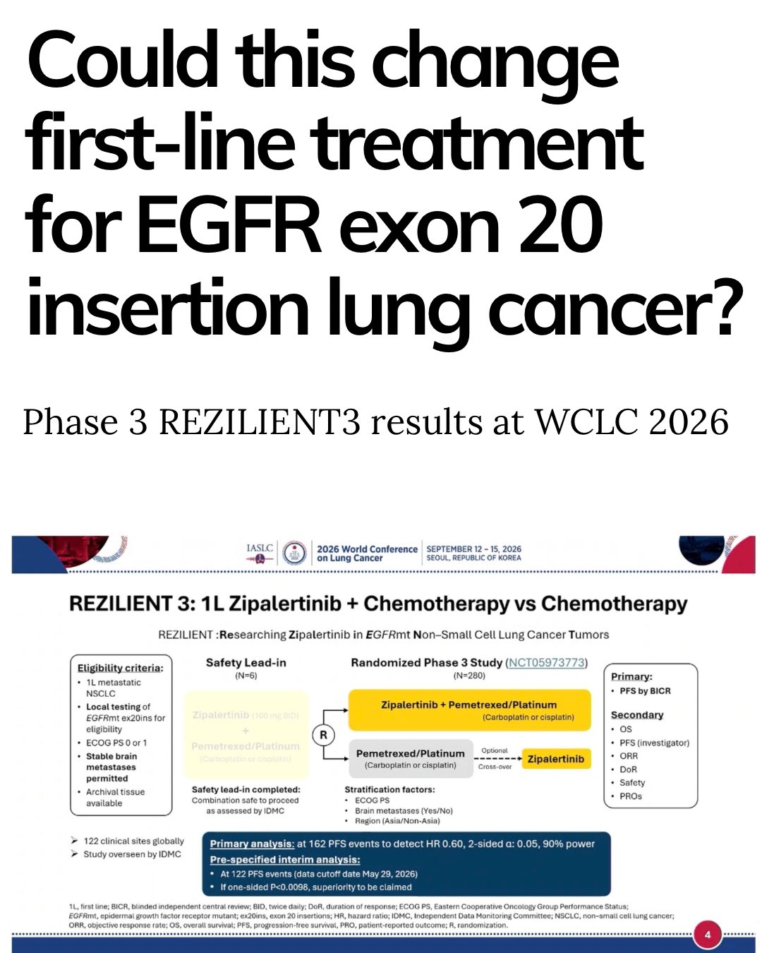 🆕 New Phase 3 results at #WCLC26 could open another first-line option for EGFR exon 20 ins