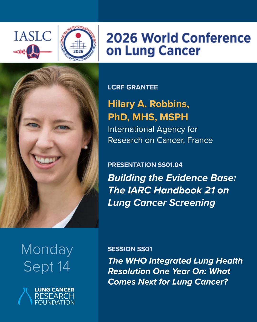 Among those presenting today at the World Conference on Lung Cancer: LCRF grantees Dr. Jai