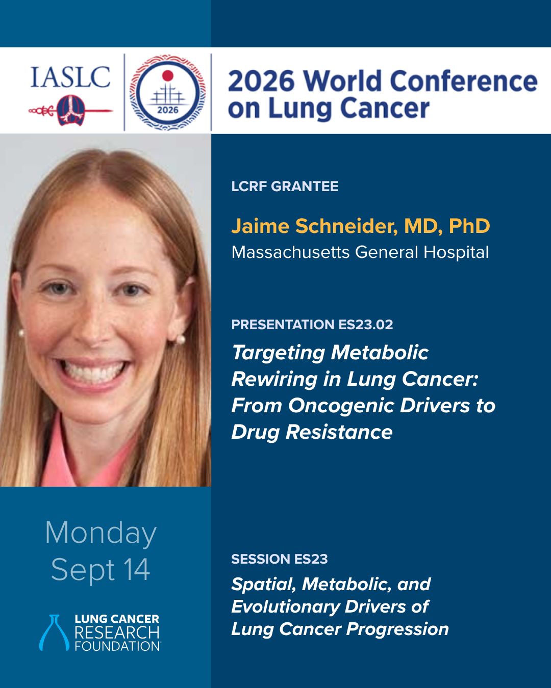 Among those presenting today at the World Conference on Lung Cancer: LCRF grantees Dr. Jai