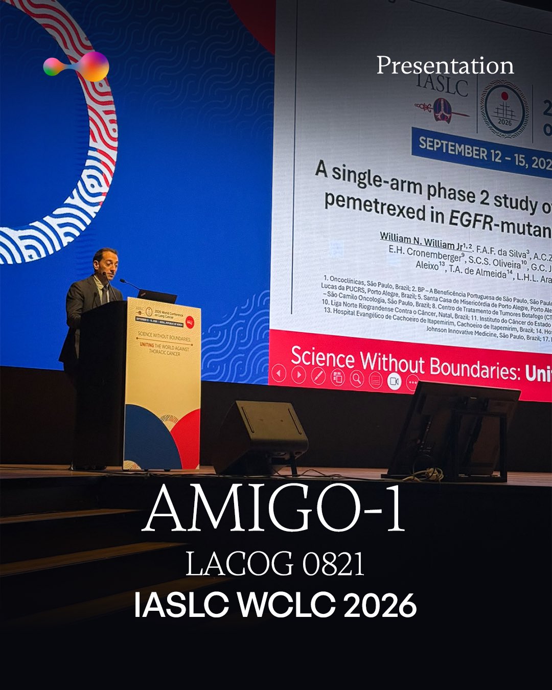 Results of AMIGO-1 (LACOG 0821), a phase II trial of amivantamab + lazertinib + pemetrexed