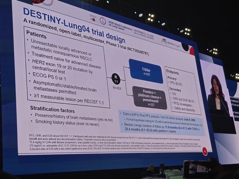 #WCLC26 Presidential Symposium Day 2
🔥#DESTINY-Lung04: First-line trastuzumab deruxtecan
