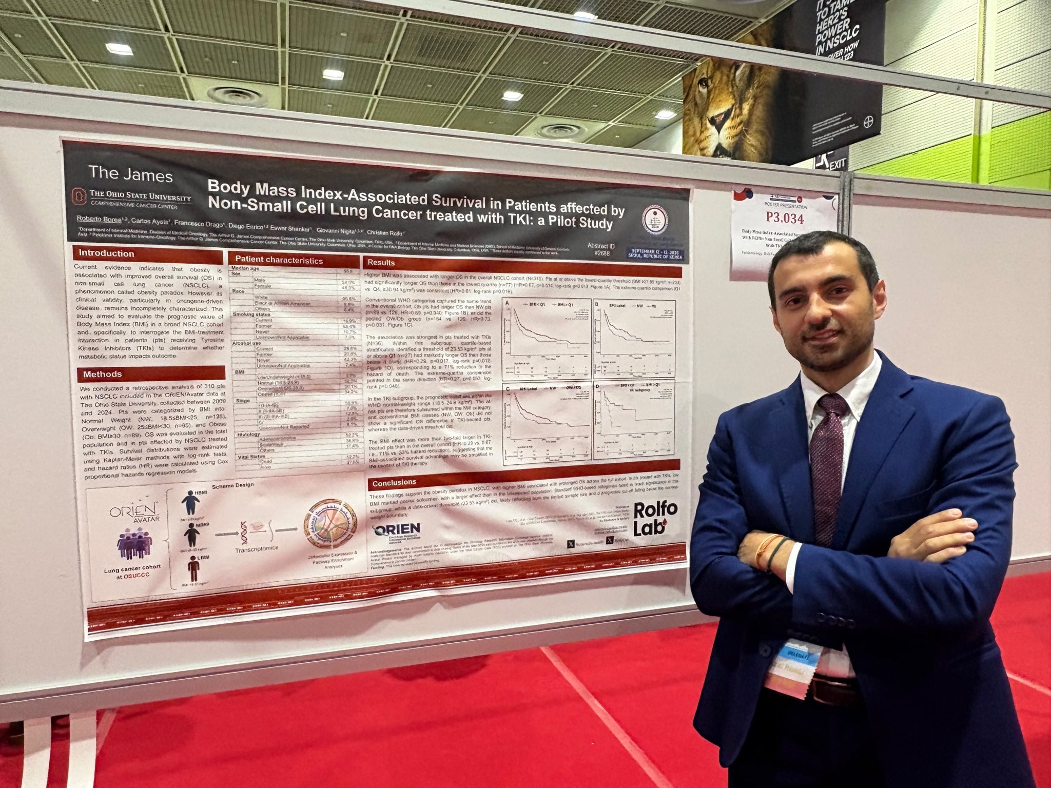 Grateful to share our poster at #WCLC26 on the obesity paradox in pts with #NSCLC treated