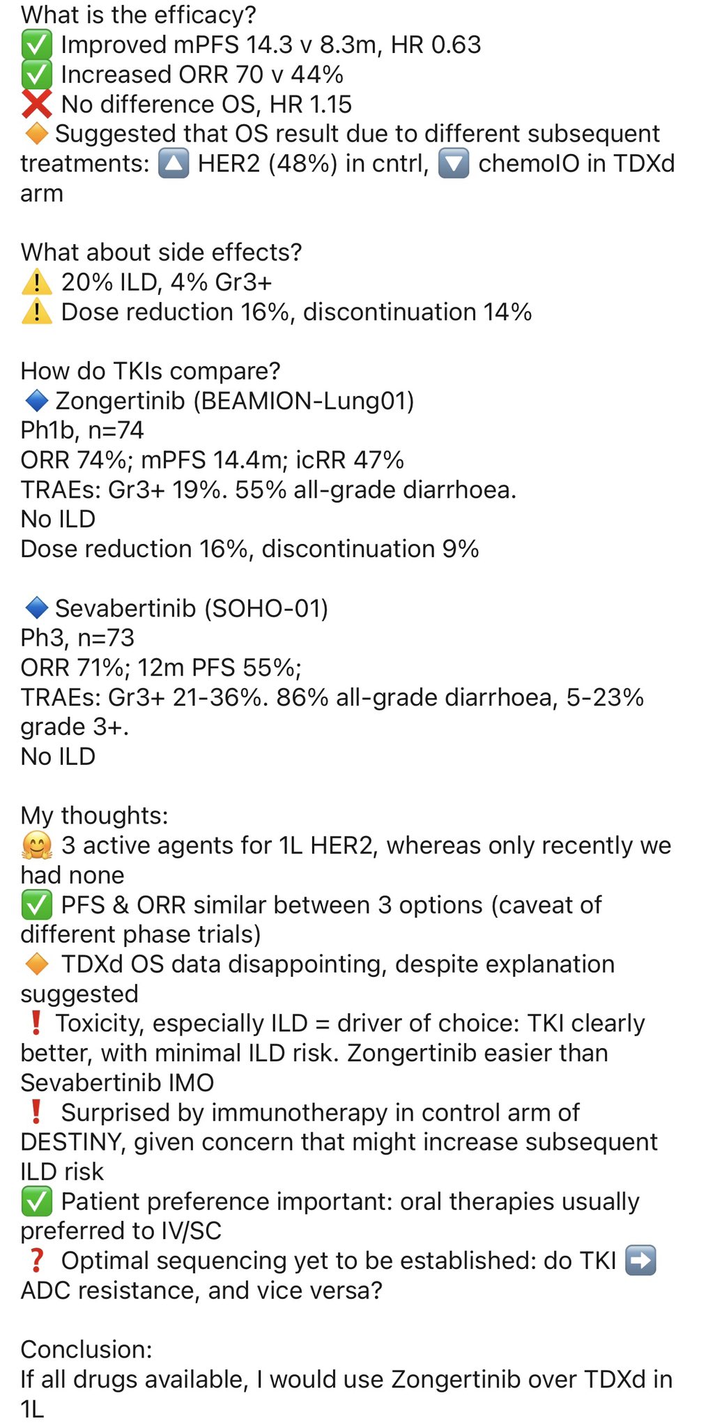 My thoughts on DESTINY-Lung04 and 1L HER2 options
(from my LinkedIn, sorry so tiny!)
#WCL