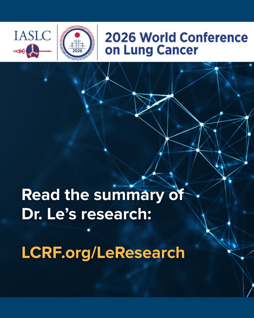 Presenting today at the World Conference on Lung Cancer: LCRF grantee Dr. Xiuning Le from