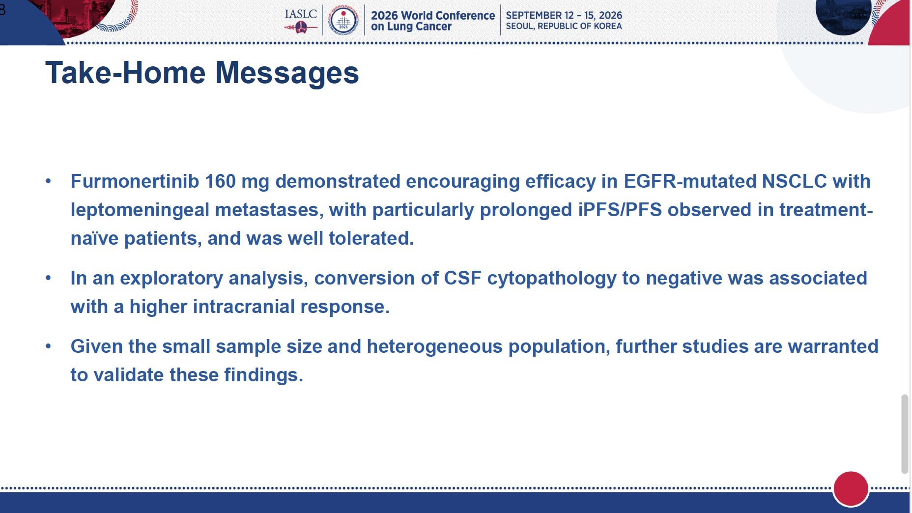 🆙#WCLC26 #LCSM Mini Oral Session
🔥160Mgfurmonertinib for EGFR-Mutated NSCLC With Leptomeni